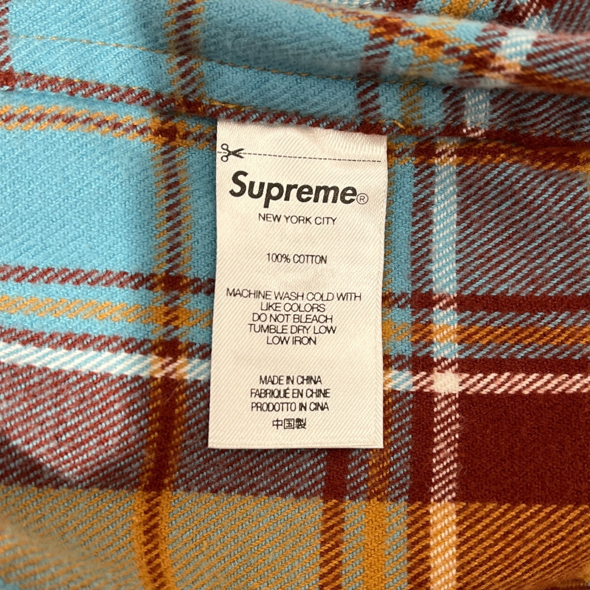 Supreme/Flannel Shirt/L/Cotton/MLT/Plaid/BLUE/ ORANGE view 4