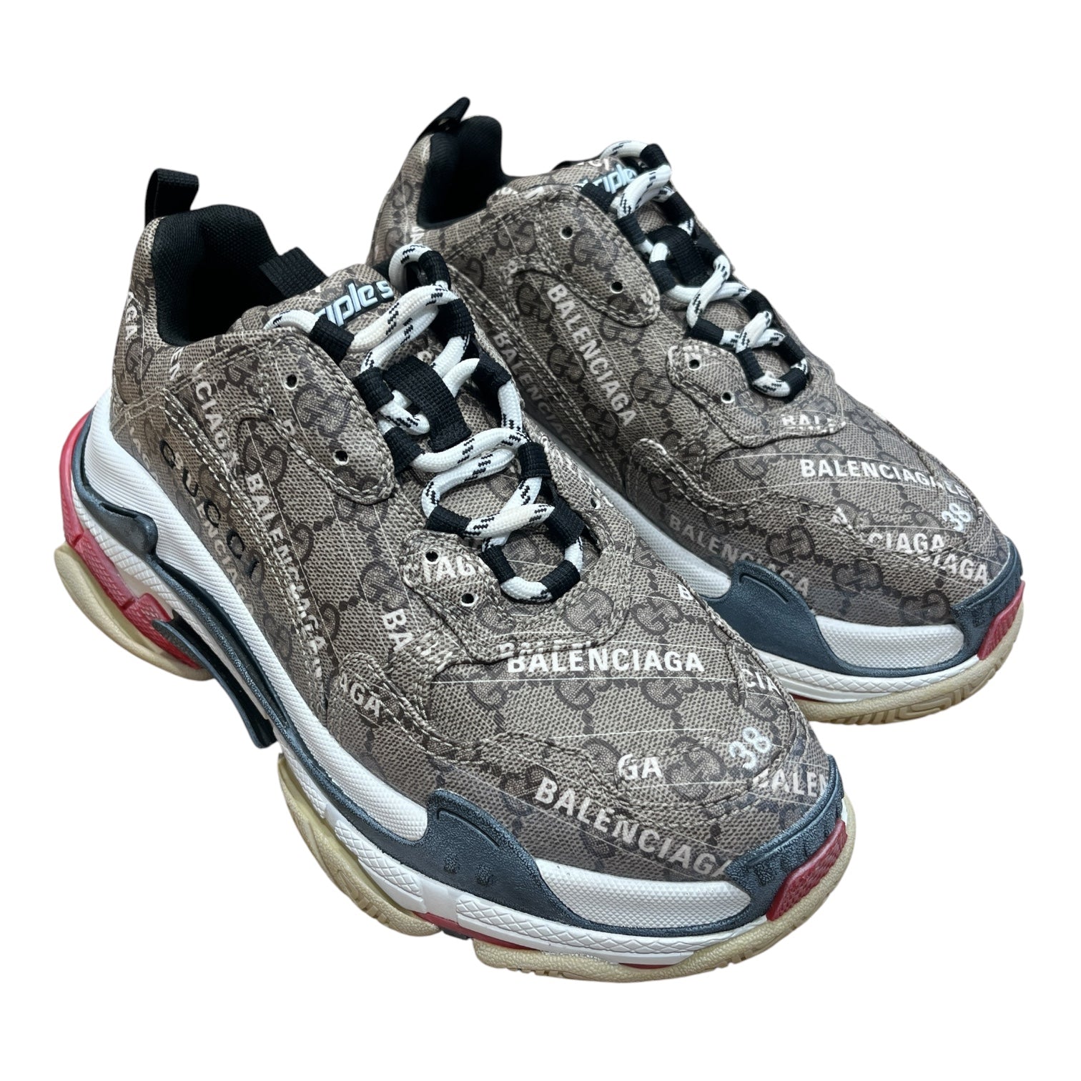 GUCCI/Low-Sneakers/US 8/Monogram/Cotton/BEG/TRIPLE S view 1