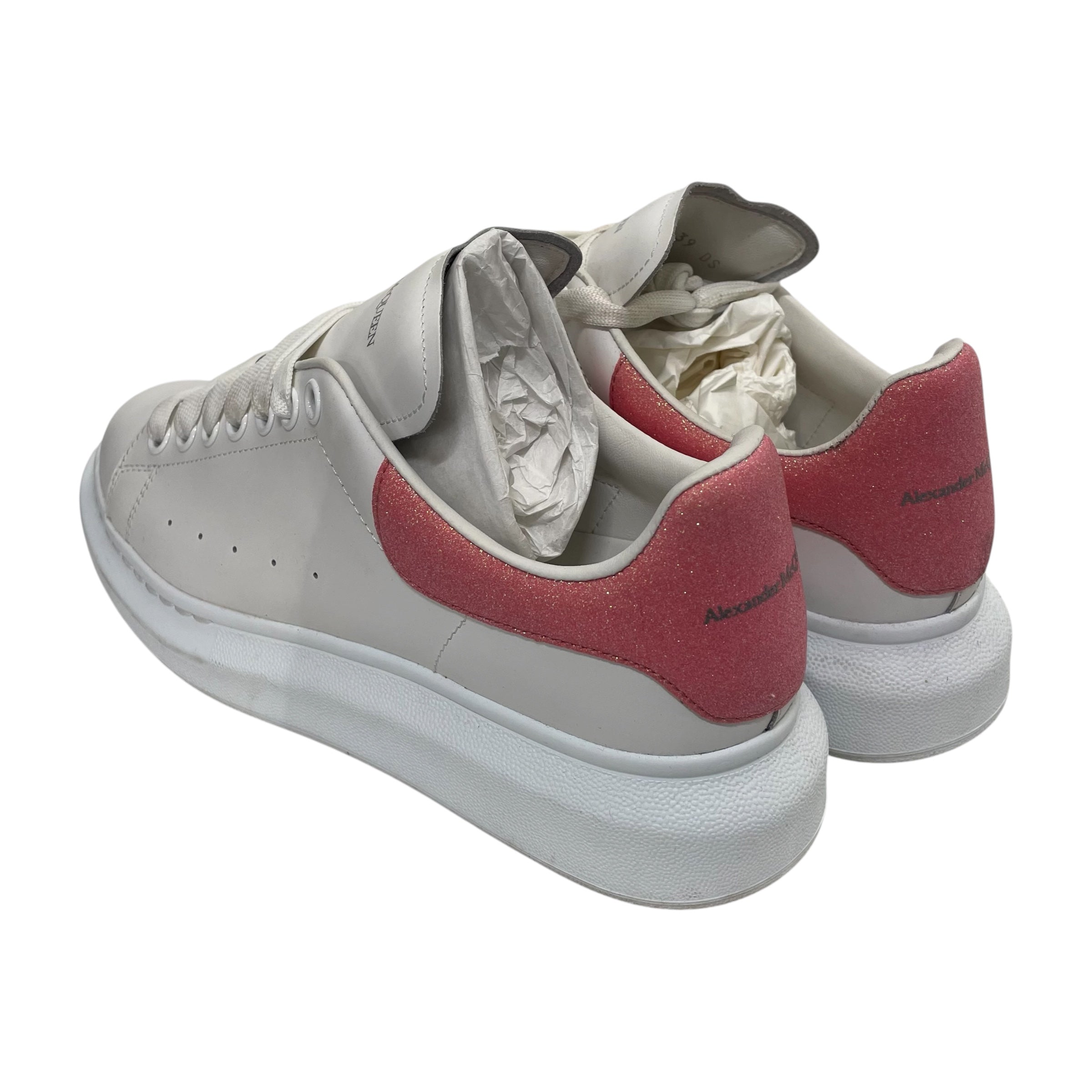 Alexander McQueen/Low-Sneakers/EU 39/Leather/WHT/PINK GLITTER view 2