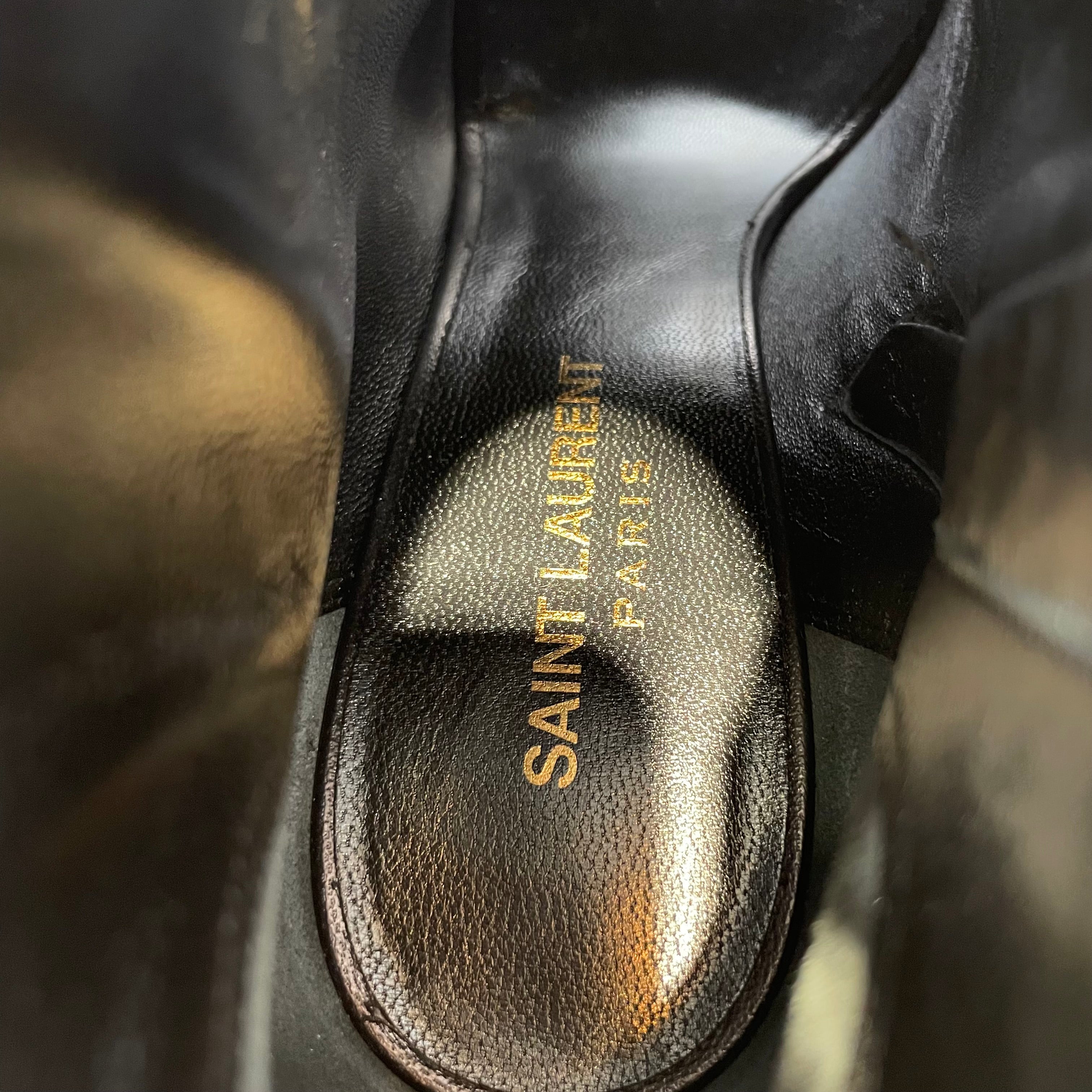 SAINT LAURENT/Ankle Boots/EU 37.5/Leather/BLK/STUDDED OPEN TOE view 3