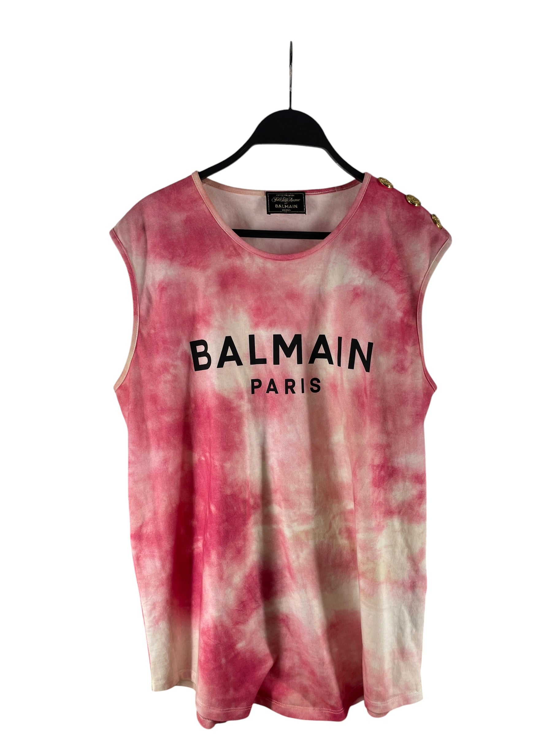 BALMAIN/SL Cut & Sew/L/Cotton/PNK/PINK TIE DYE TANK SZL view 1