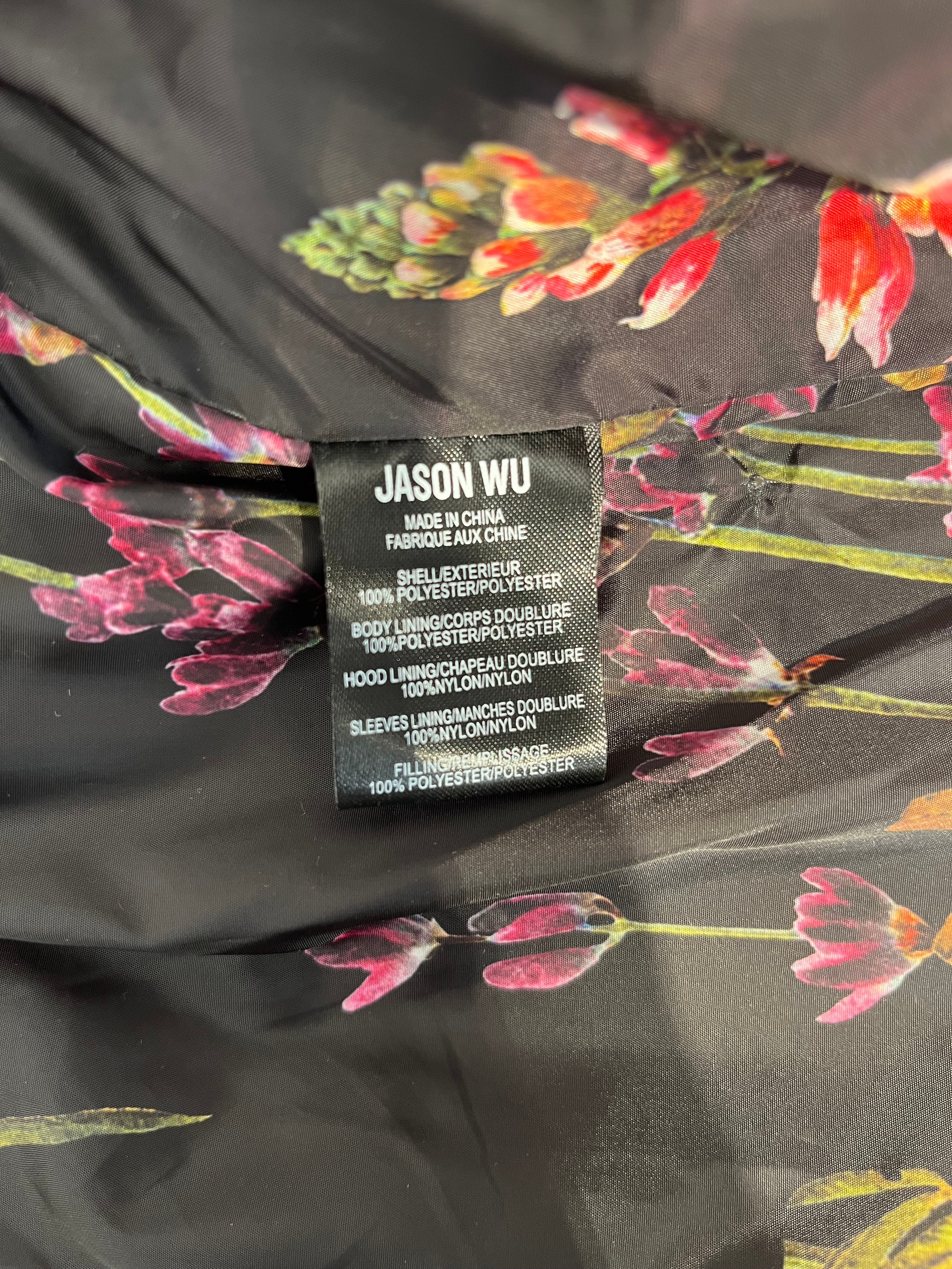 JASON WU/Puffer Jkt/M/Polyester/NVY/LONGER HOOD COAT FLORAL LINING view 4