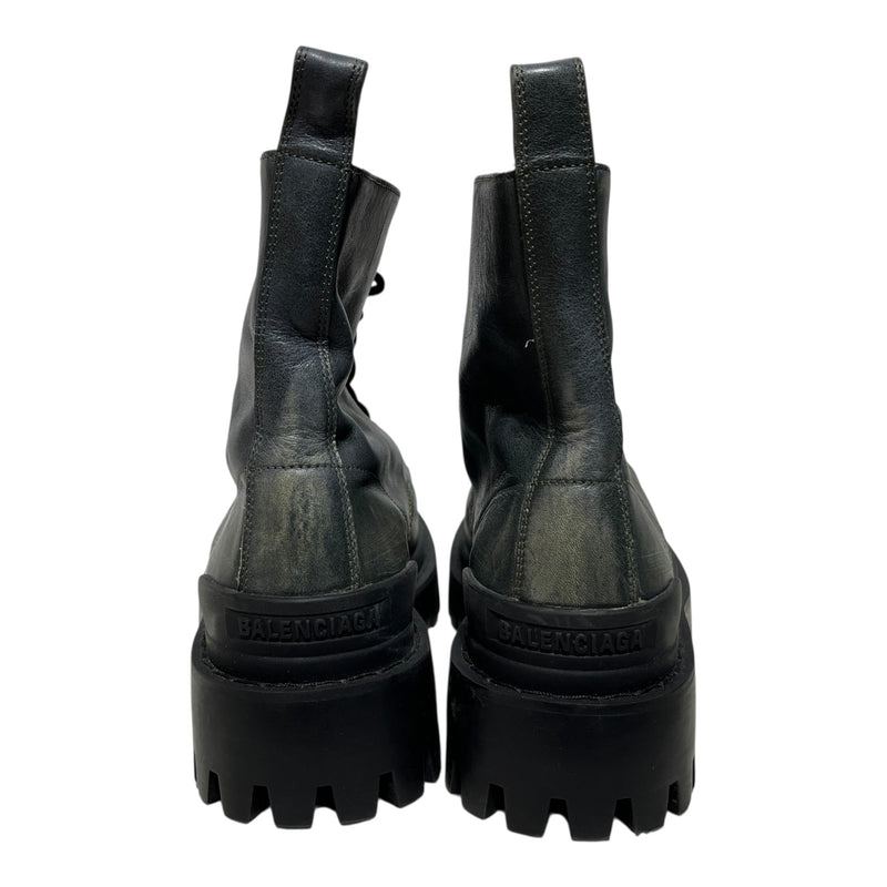 BALENCIAGA/Lace Up Boots/EU 37/Leather/GRY/LEATHER STRIKE BOOTS