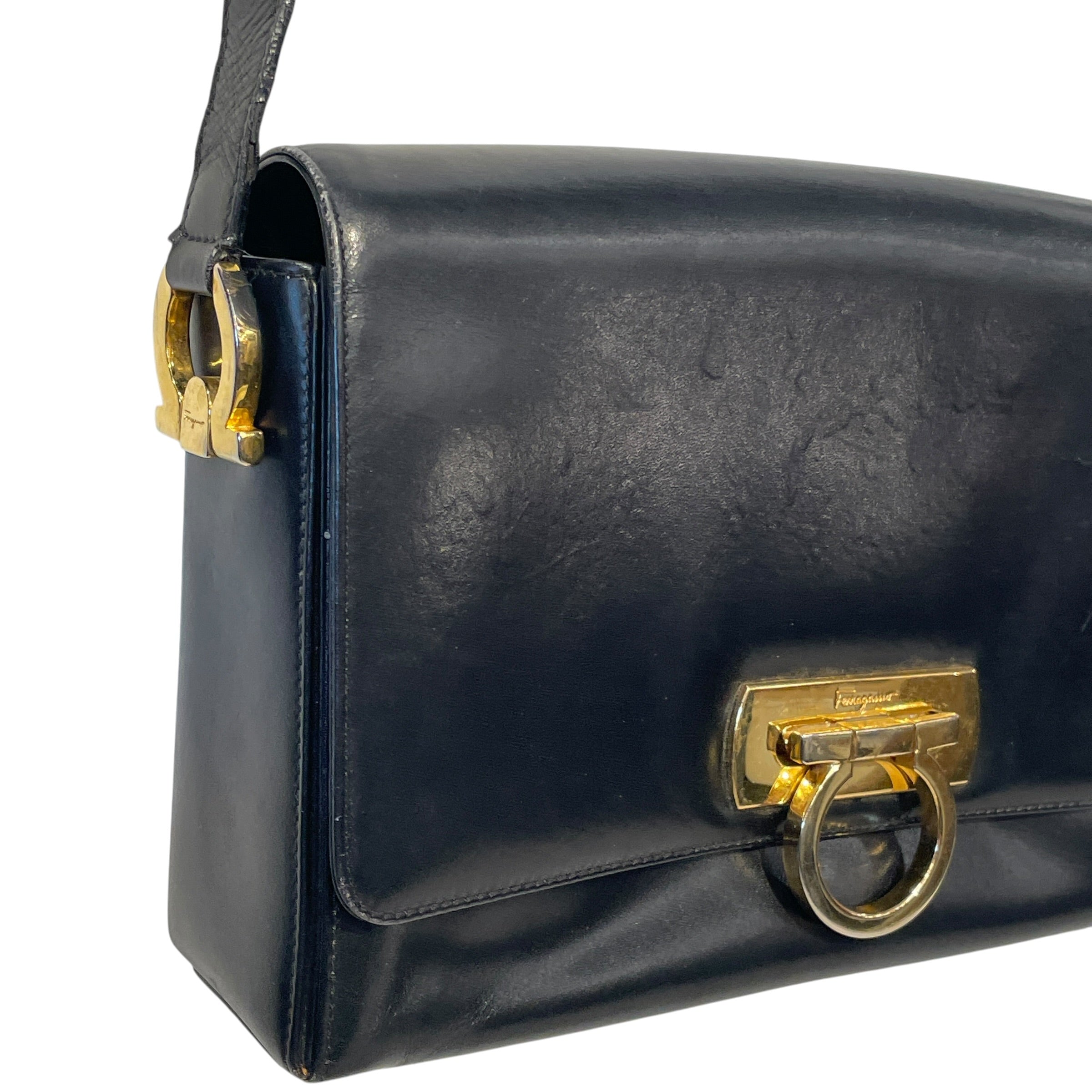Salvatore Ferragamo/Bag/Leather/BLK/GANCINI GOLD HARDWARE view 4