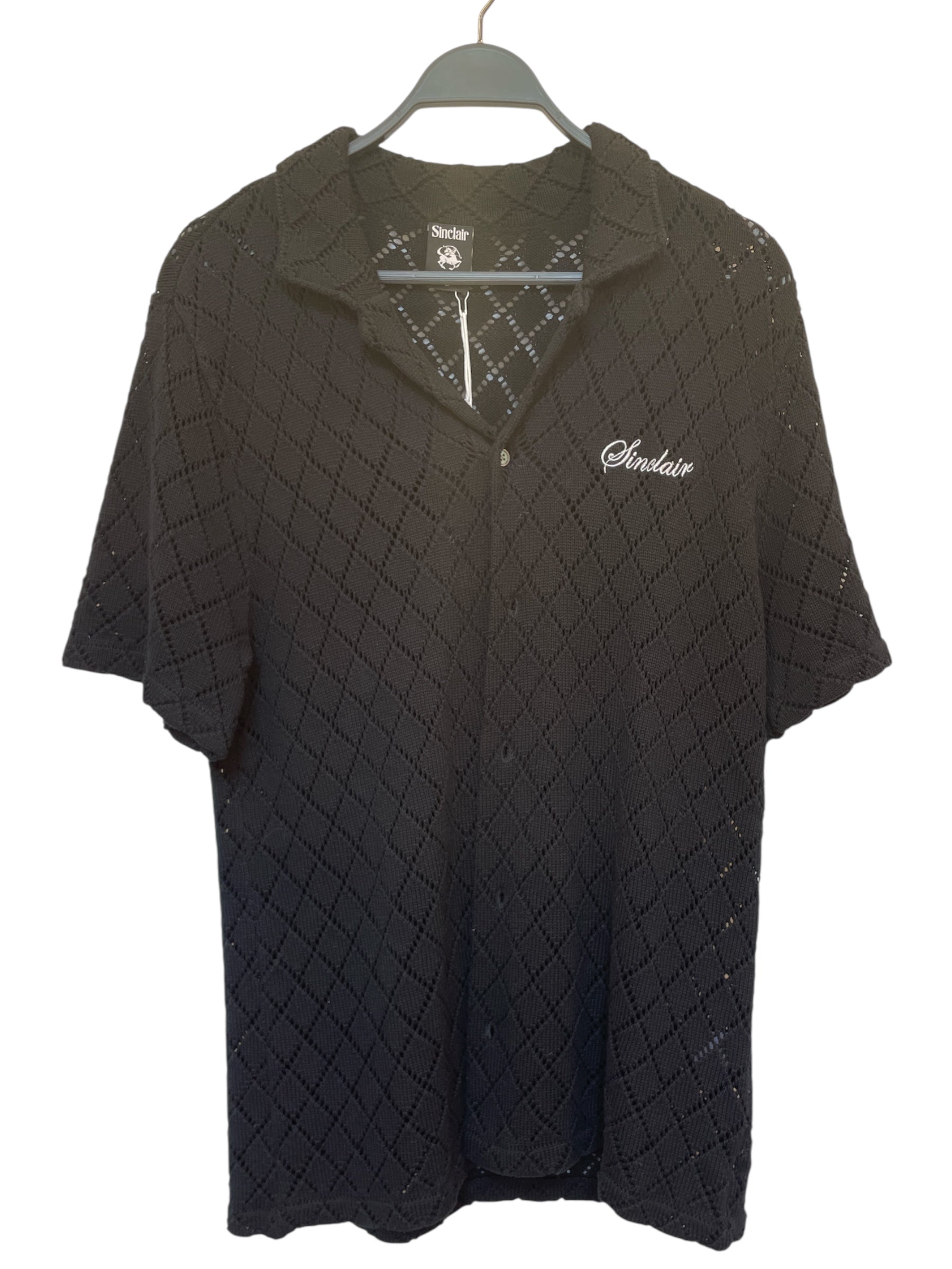 Sinclair Global /SS Shirt/M/Cotton/BLK/crochet polo nwt view 1