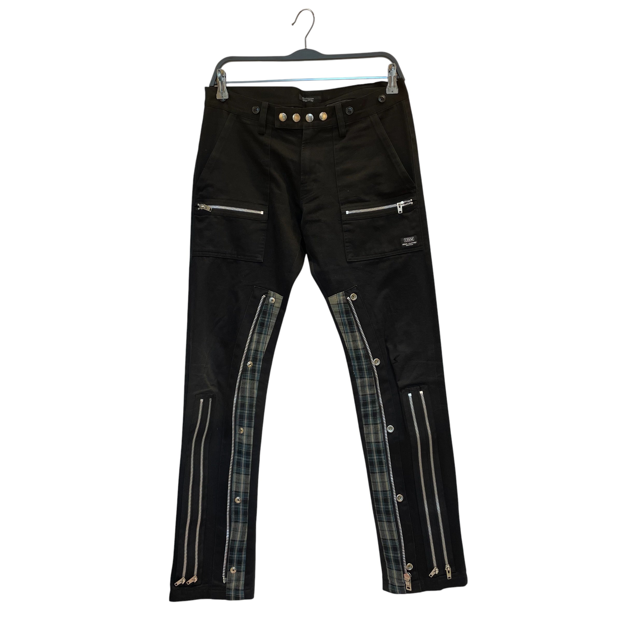 UNDERCOVERISM/Skinny Pants/2/Cotton/BLK/ PLAID ON LEG/ZIPPERS view 1