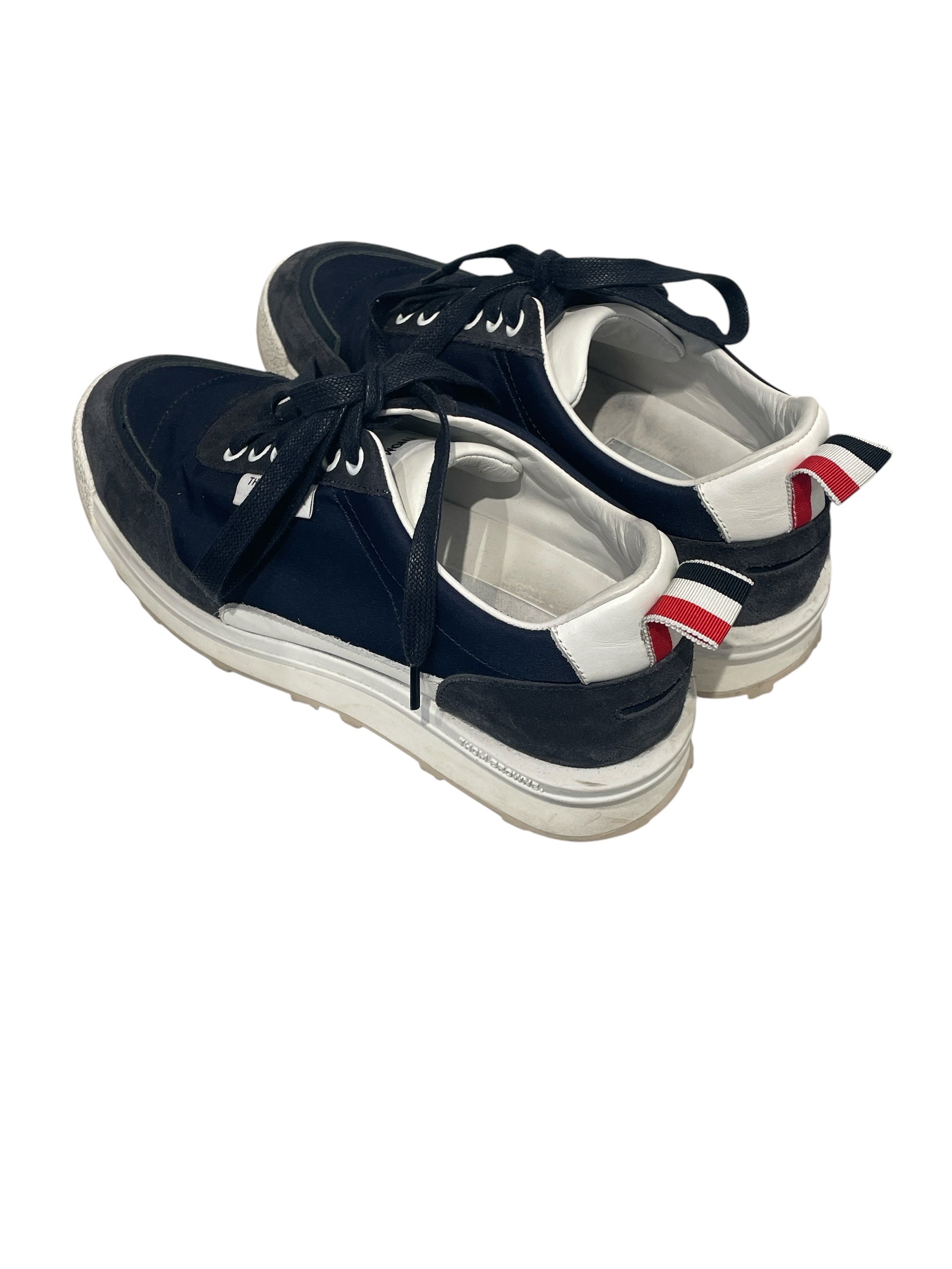 THOM BROWNE. NEW YORK/Low-Sneakers/US 7.5/Cotton/NVY/suede lace up view 2