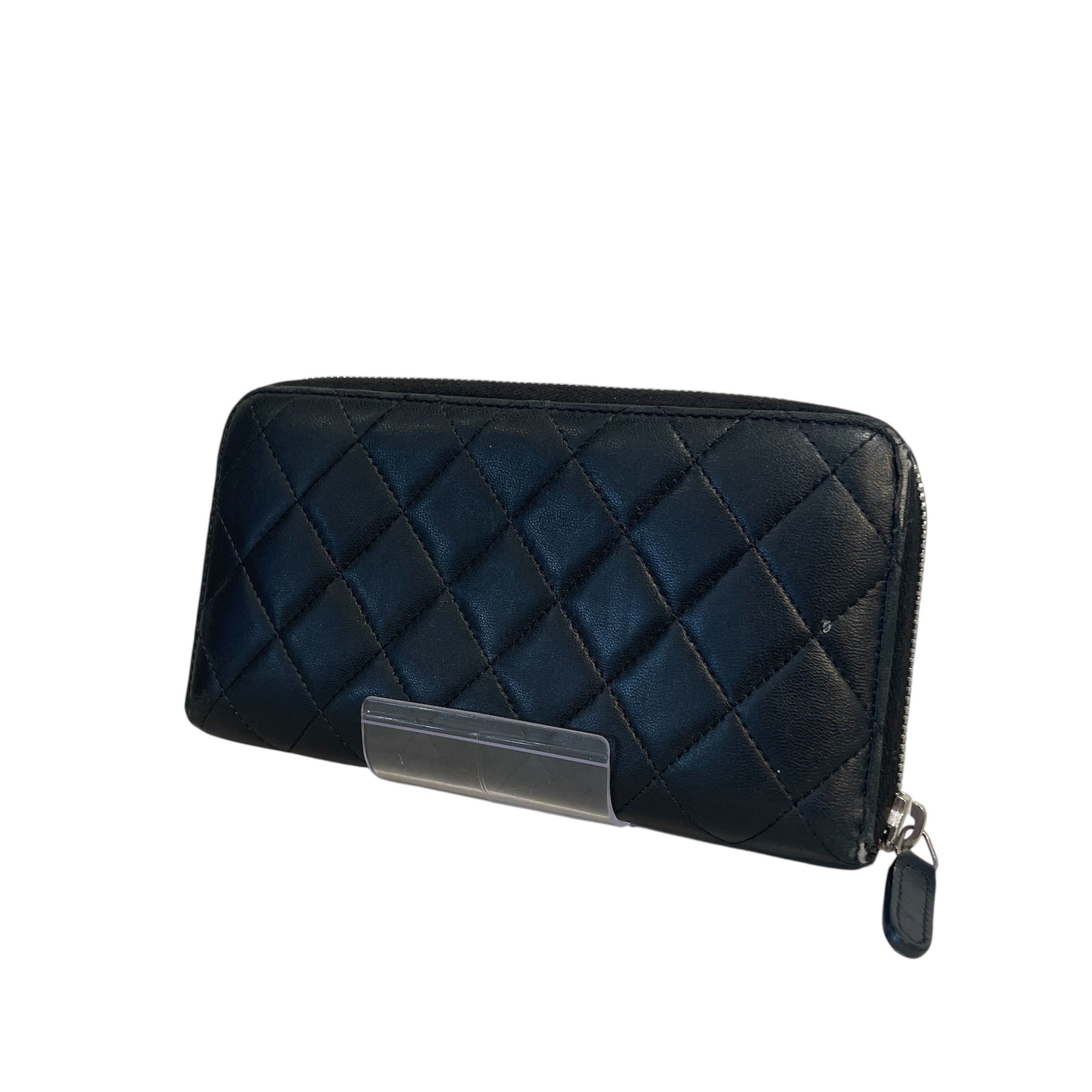 CHANEL/Wallet/Leather/BLK/ZIP Channel quilted wallet view 2