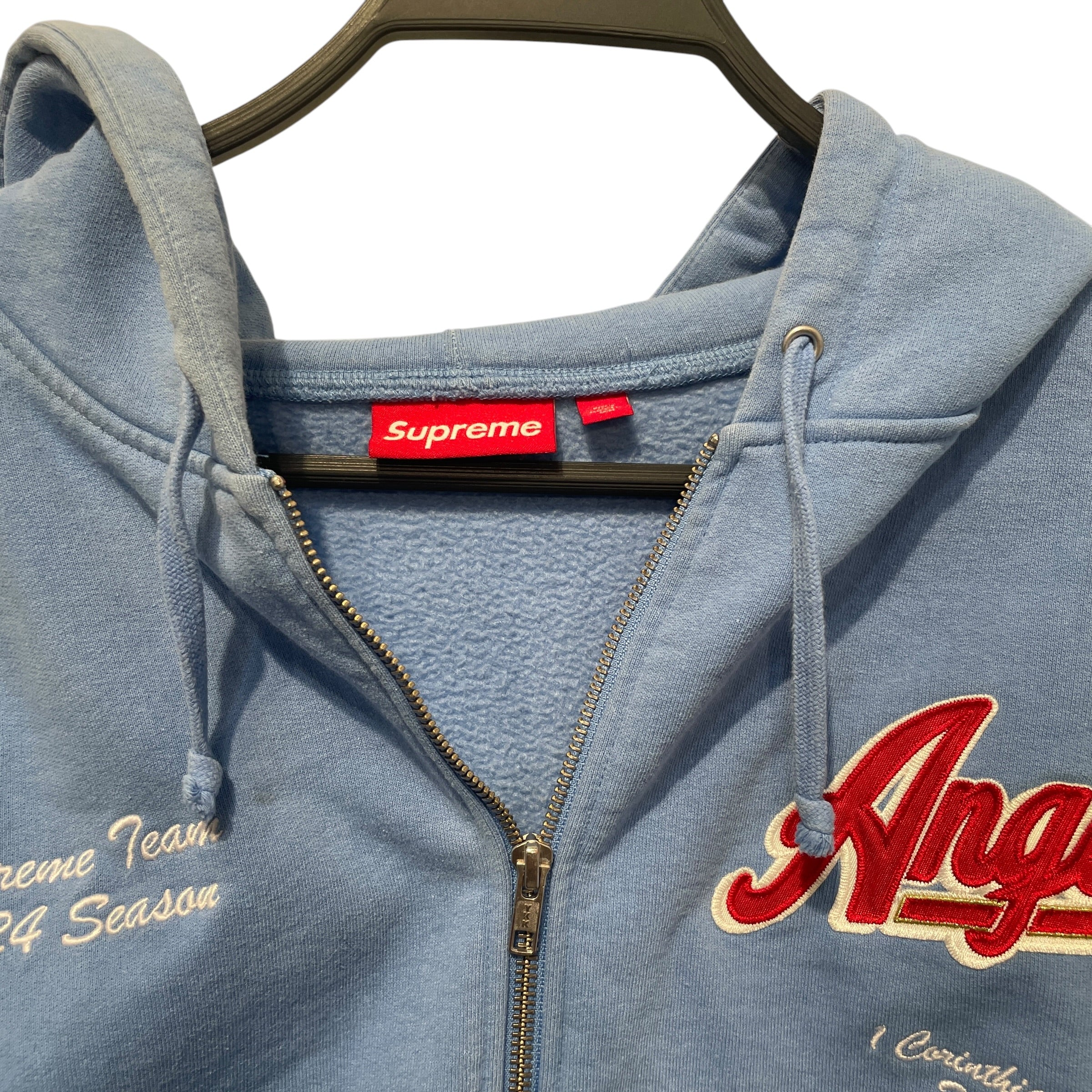 Supreme/Zip Up Hoodie/L/Graphic/Cotton/BLU/Salvation Zip UP view 3