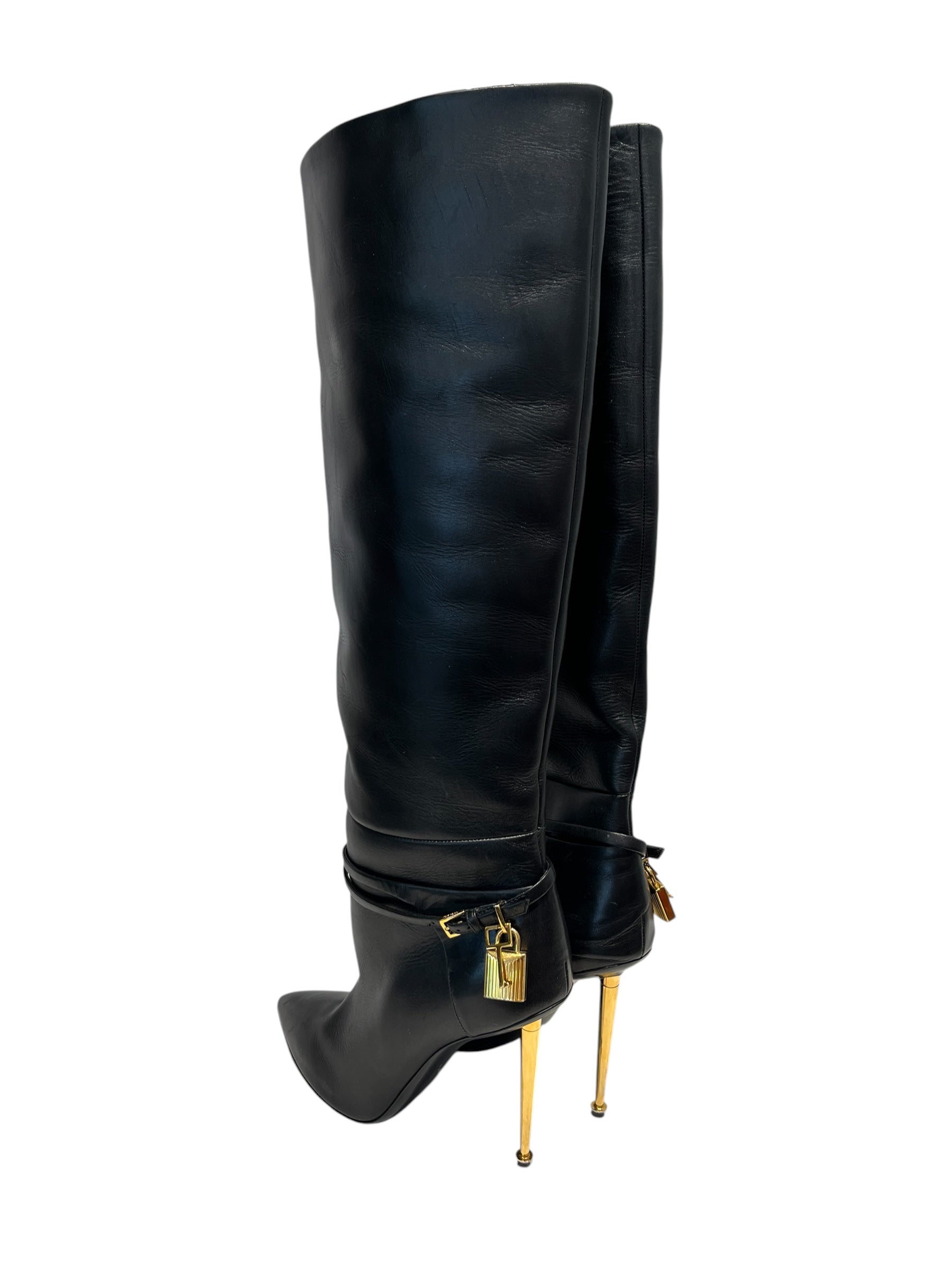 TOM FORD/Heels/EU 40/Leather/BLK/Knee High boot heel view 2