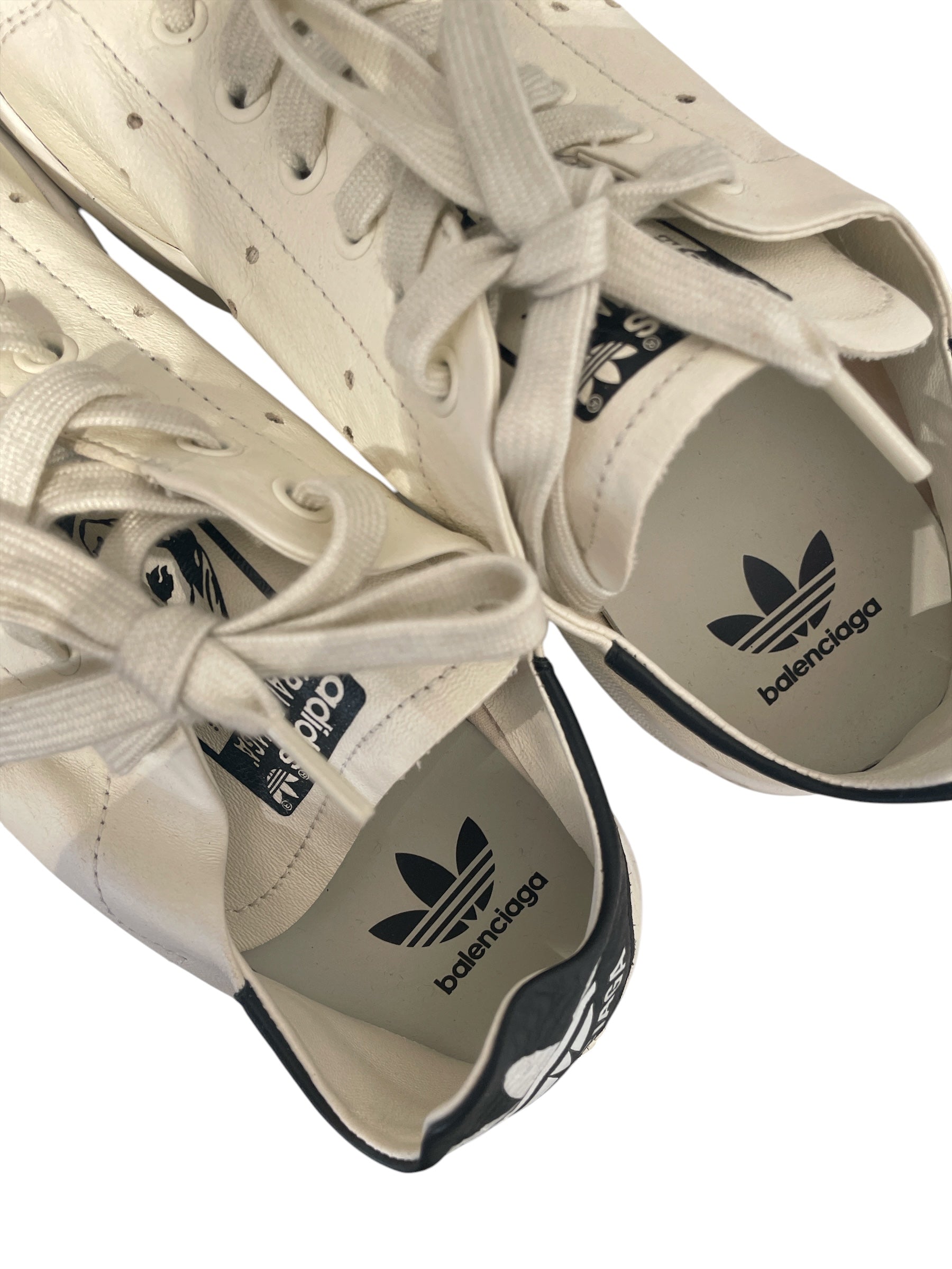 BALENCIAGA/adidas/Low-Sneakers/US 7/Leather/WHT/U-Tip/LOWTOP WHITE/BLK AGAS view 3