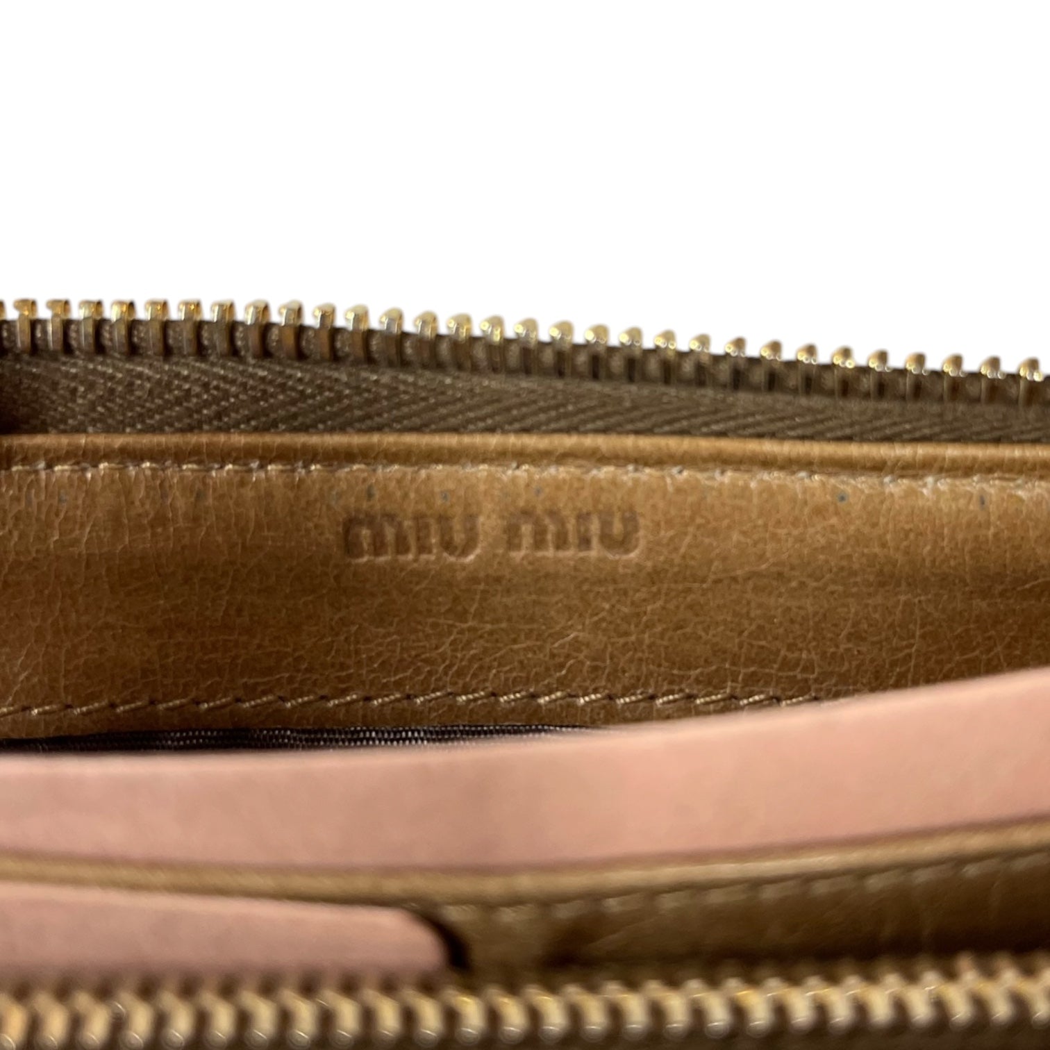 MIU MIU/Long Wallet/Leather/BEG/crinkle zipper wallet view 5