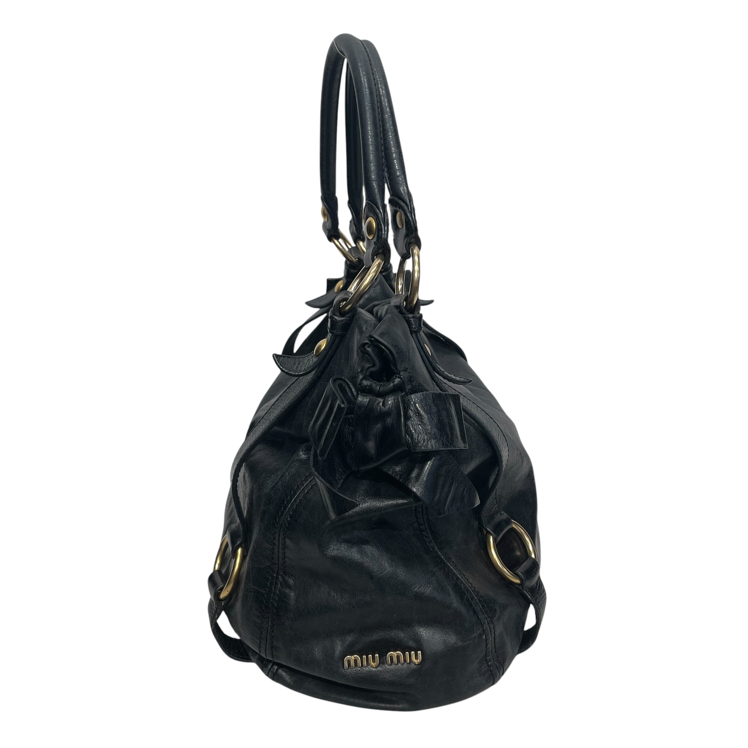 MIU MIU/Bag/Leather/BLK/BOWS TOTE VITELLO view 3