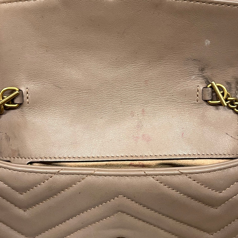 GUCCI/Cross Body Bag/OS/Leather/BEG/Marmont Super Mini