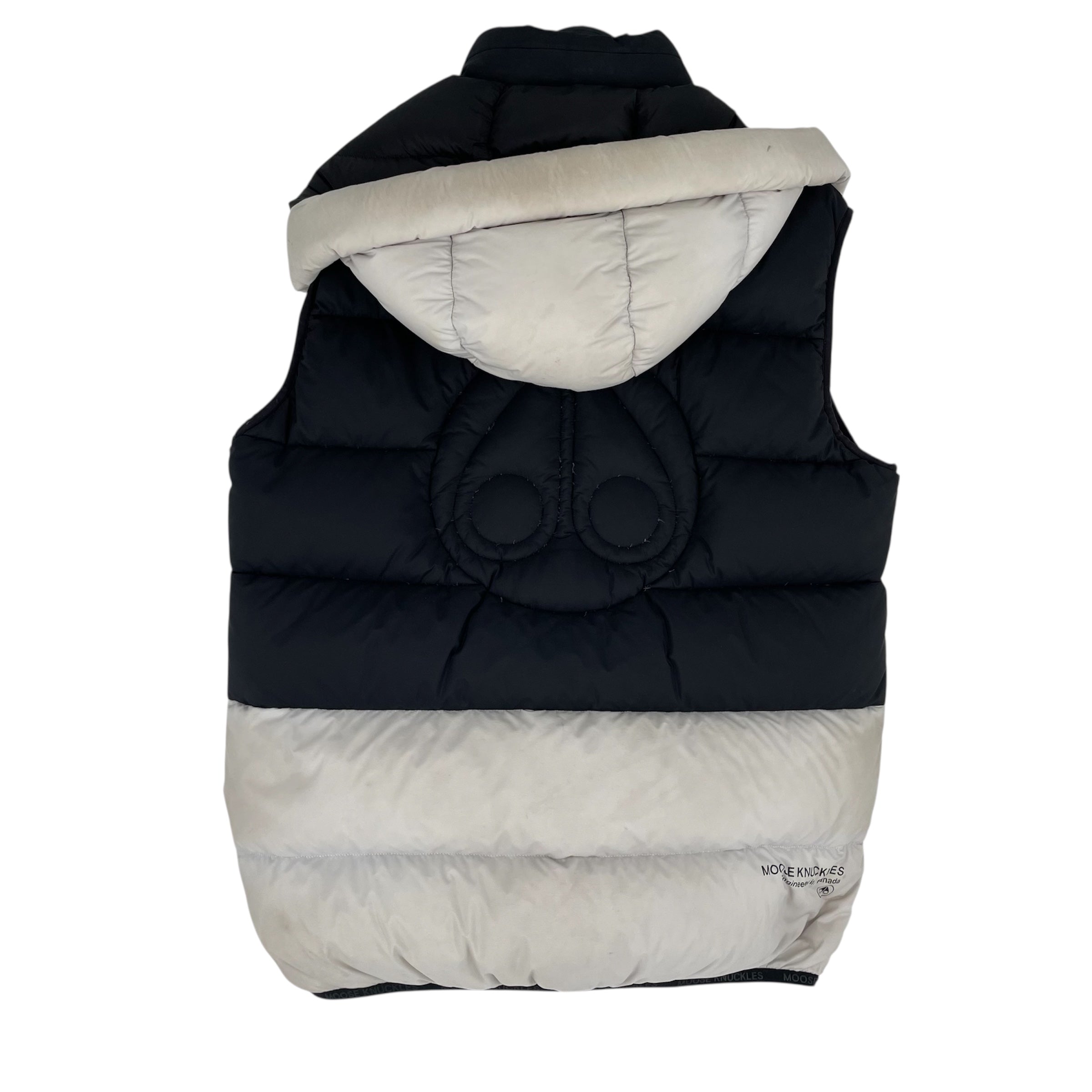MOOSE KNUCKLES/Puffer Vest/Nylon/BLK/WHT HOOD view 2