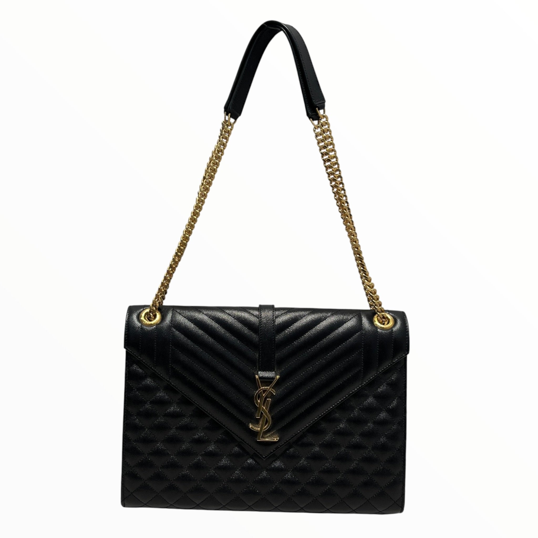 YVES SAINT LAURENT/Cross Body Bag/Leather/BLK/Envelope crossbody large view 1