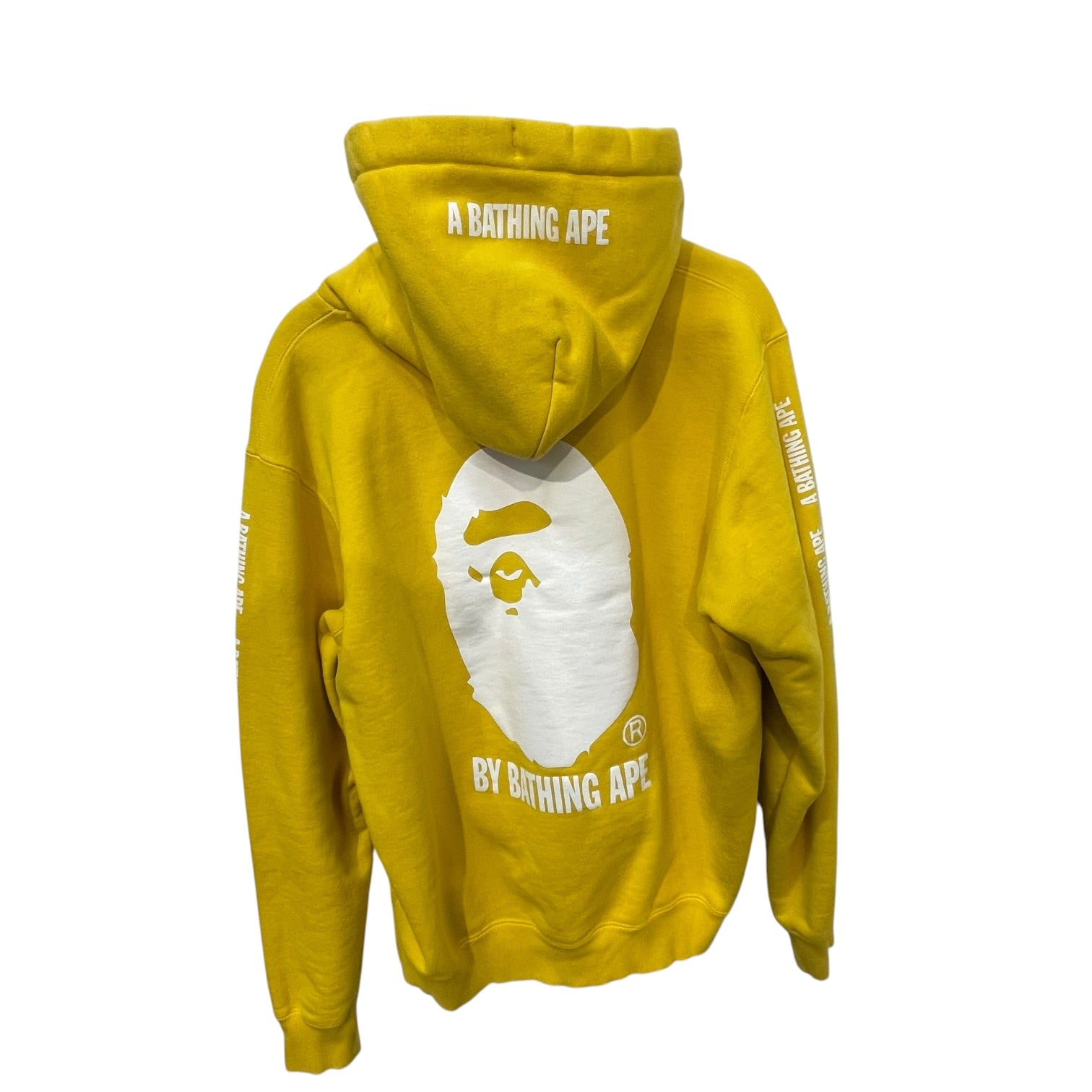 A BATHING APE/Champion/Hoodie/L/Cotton/YEL/textured front logo view 2