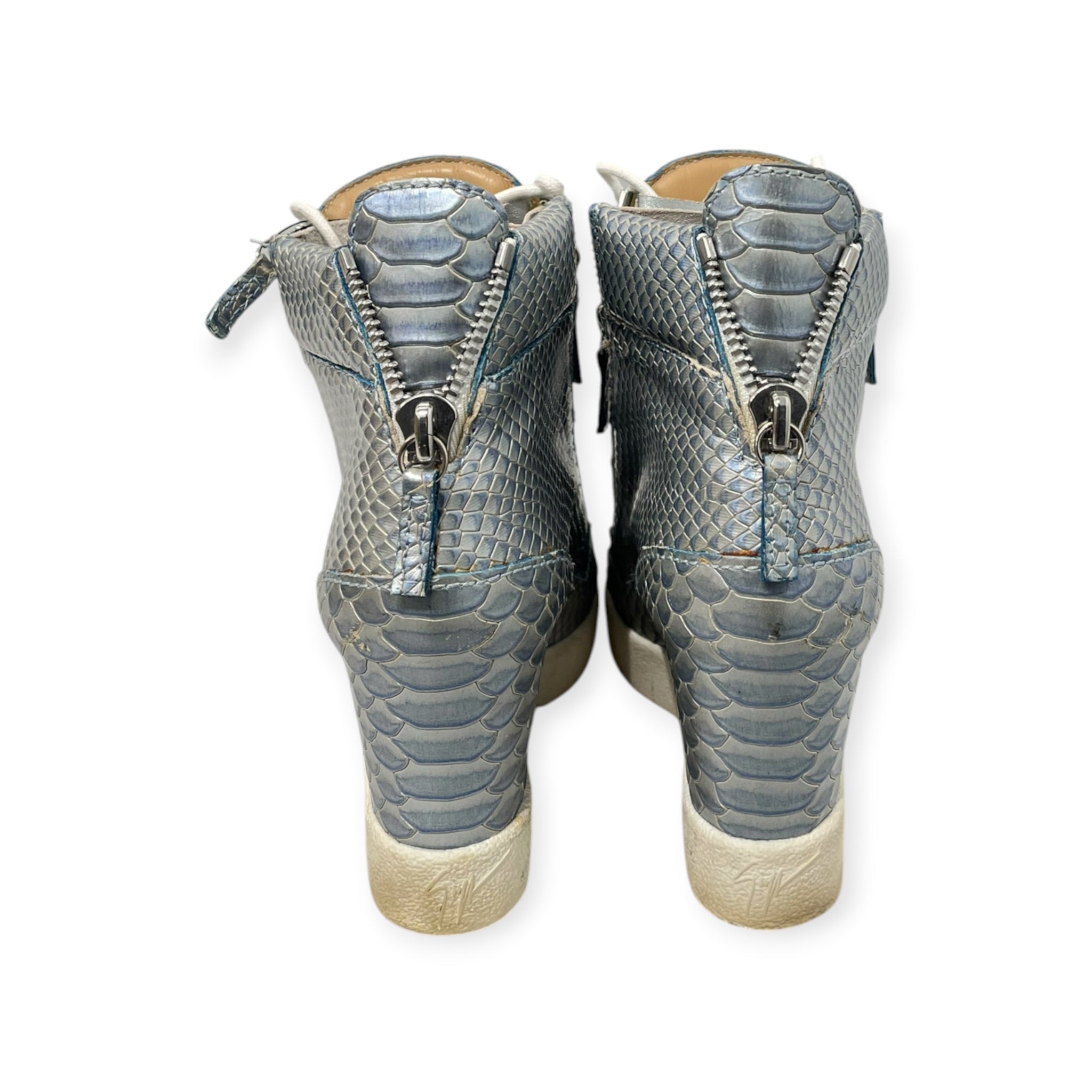 Giuseppe Zanotti/Heels/EU 36.5/Leather/BLU/PYTHON WEDGE SNEAKER ZIPPER view 4