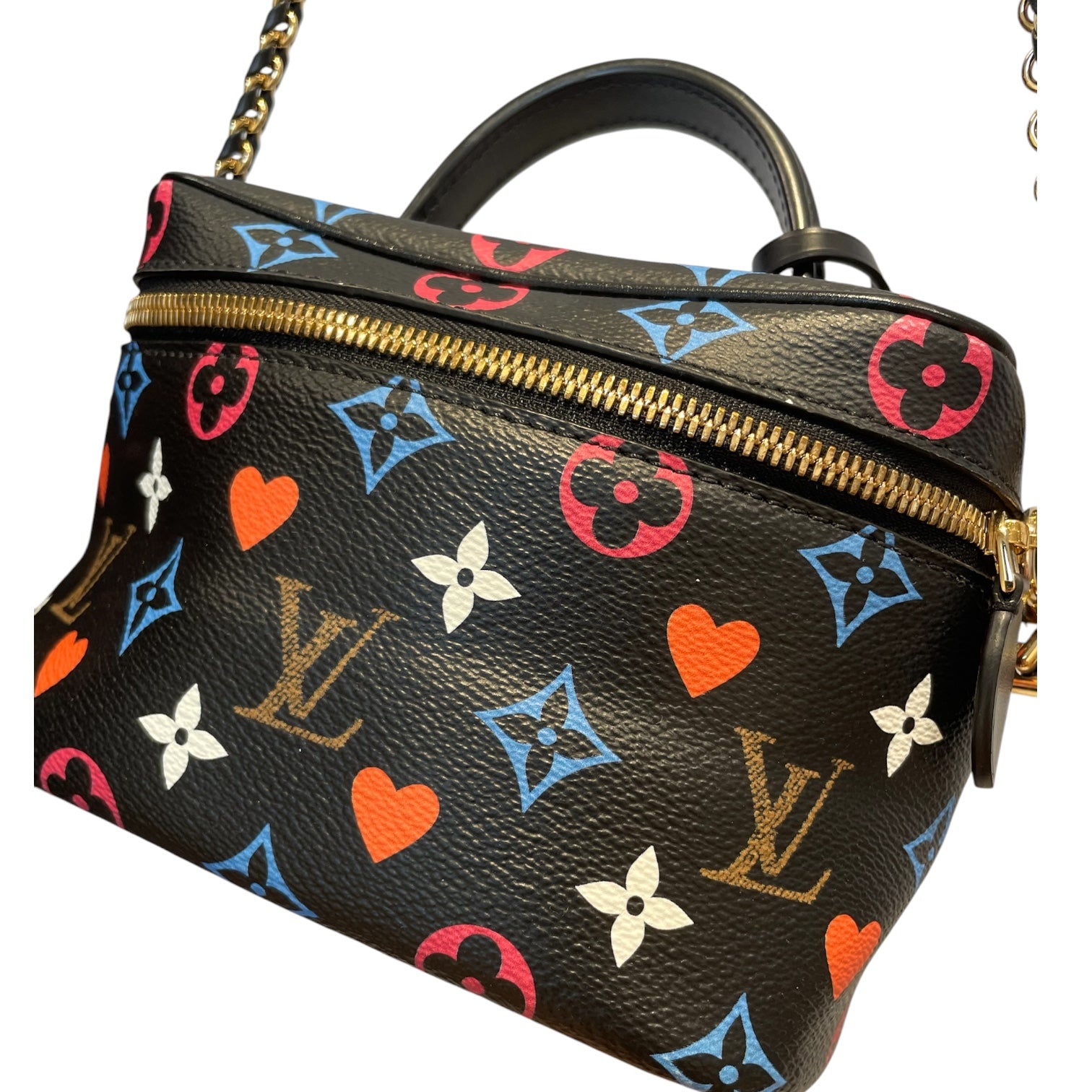 LOUIS VUITTON/Hand Bag/Monogram/Leather/BLK/BLU,ORG,RED ALL OVR view 3