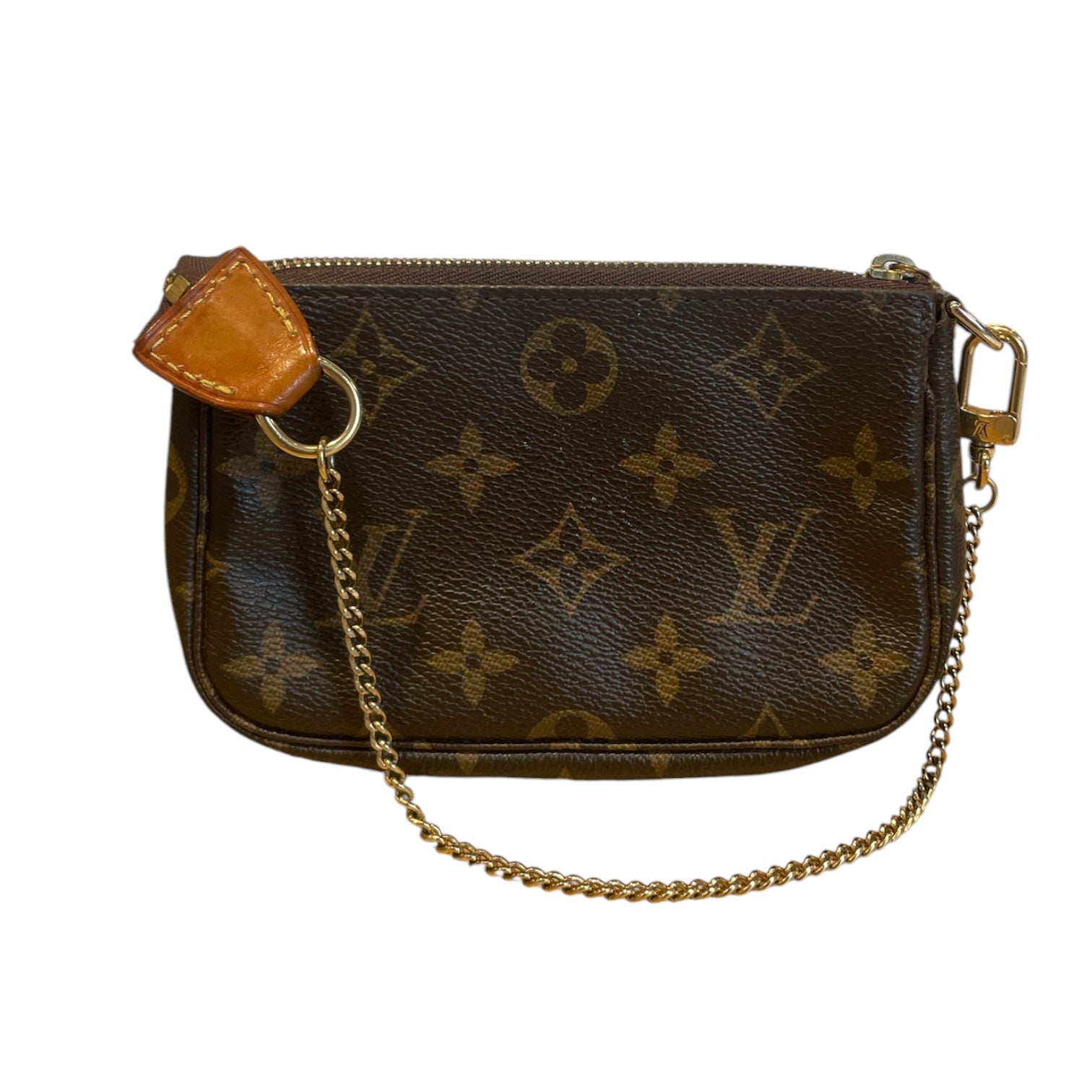 LOUIS VUITTON/Wallet/Monogram/Leather/BRW/L's/POUCH, W GLD CHAIN view 2