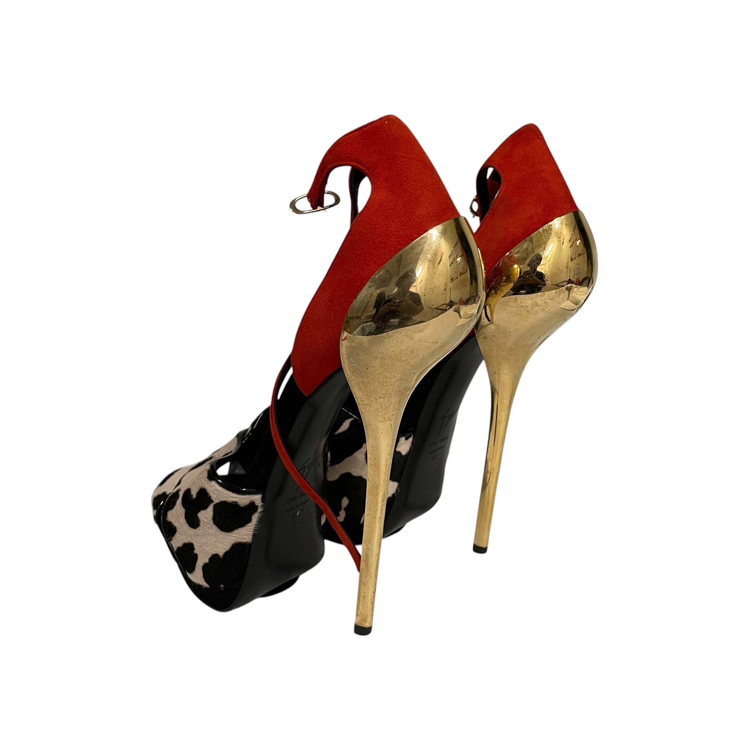 GIUSEPPE ZANOTTI DESIGN/Heels/EU 41/Suede/RED/cow toe red upper view 2