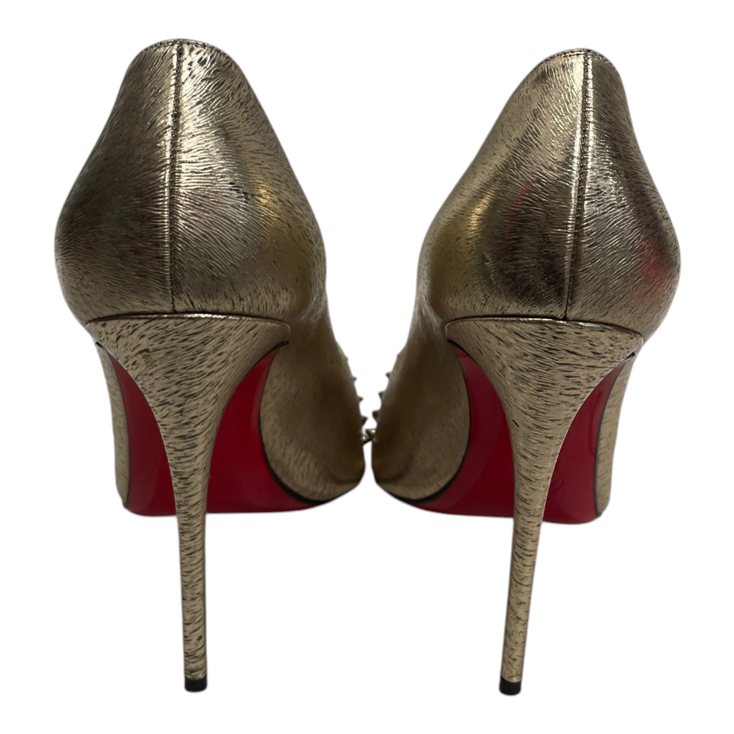 Christian Louboutin/Heels/EU 38/Leather/GLD/TUDDED/MESH TOE view 3