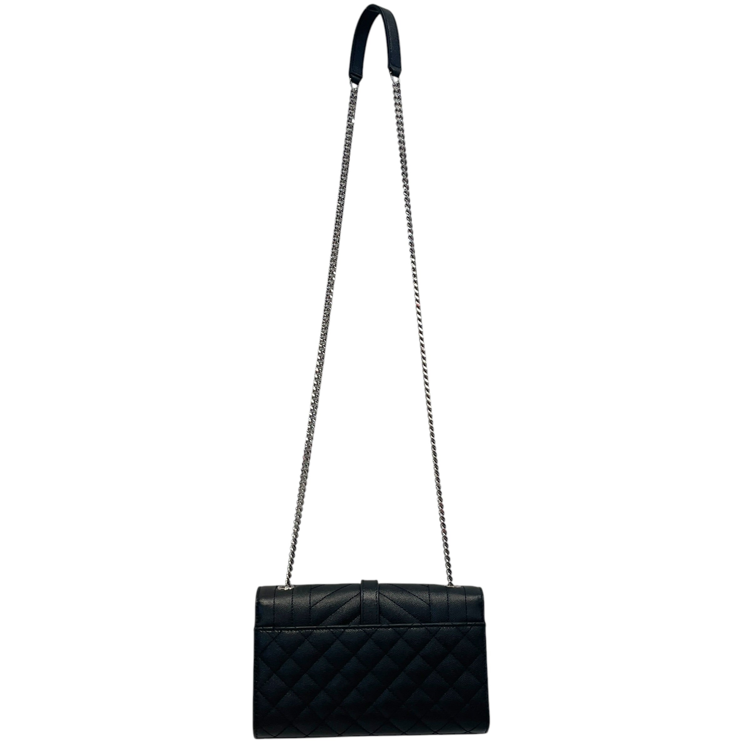 SAINT LAURENT/Cross Body Bag/Leather/BLK/small envelope quilted leather view 2