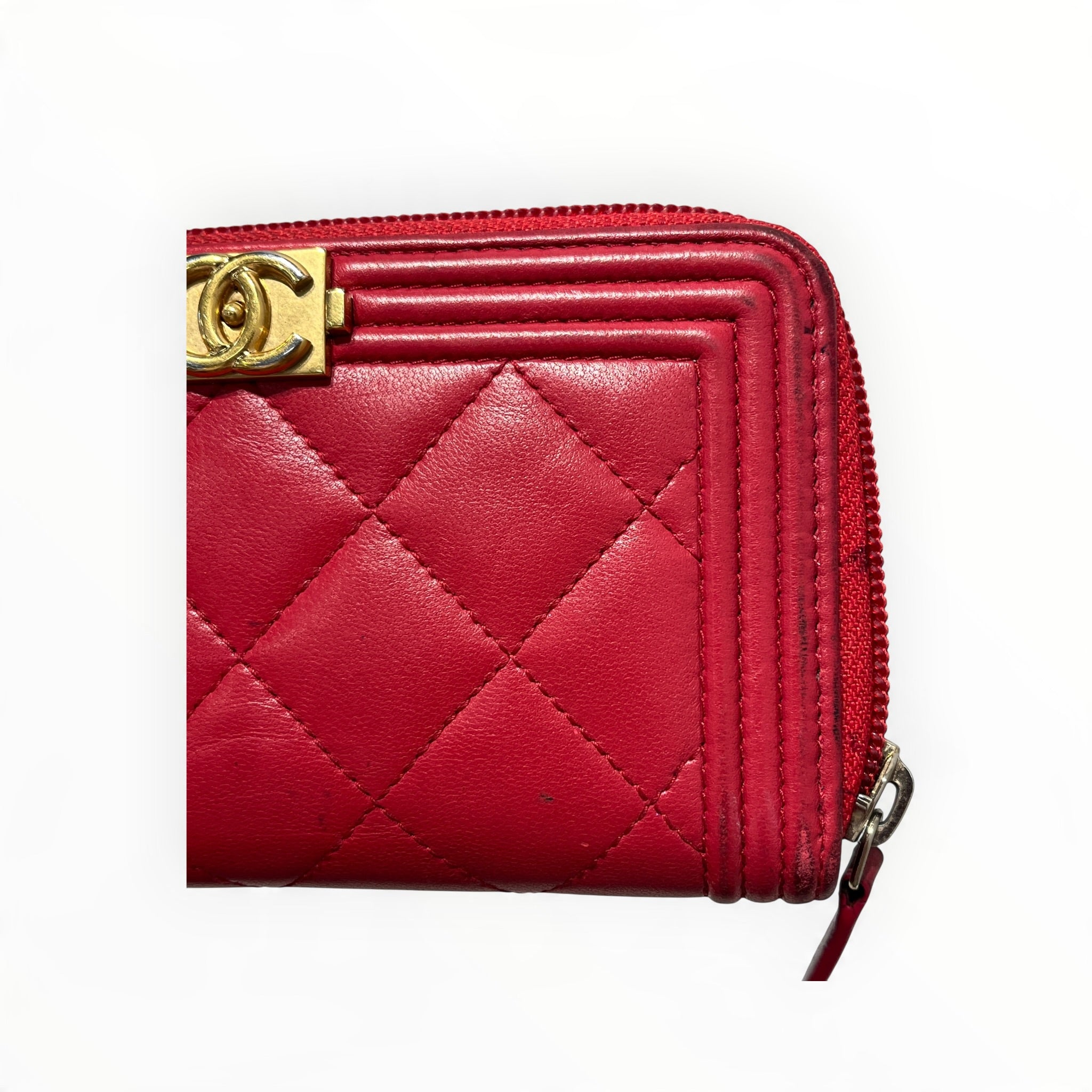 CHANEL/Wallet/Leather/RED/L's/BOY WALLET QUILTED view 7