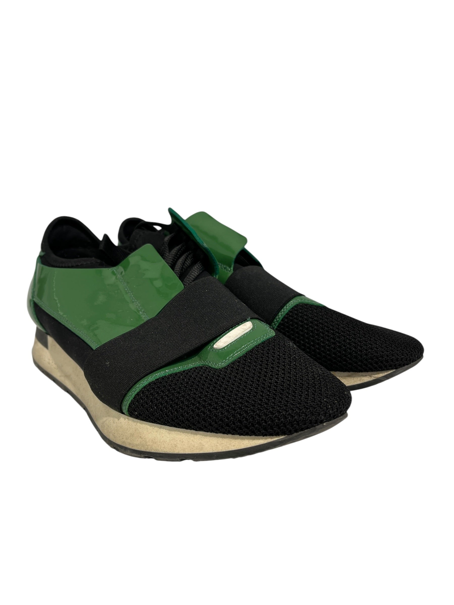 BALENCIAGA/Low-Sneakers/EU 41/Cotton/GRN/black green balenci runner view 1