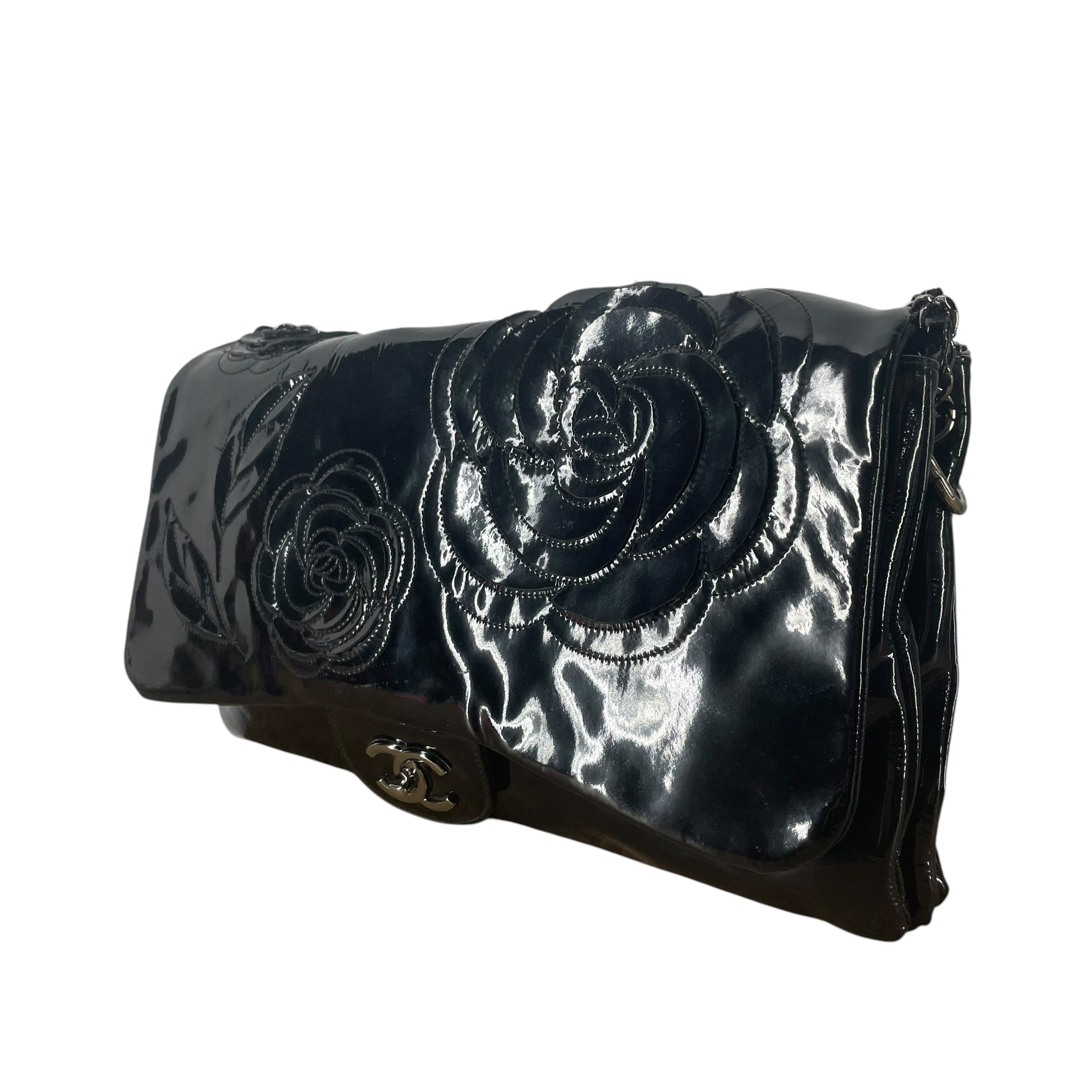CHANEL/Cross Body Bag/Floral Pattern/Leather/BLK/PARIS-SHANGHAI CAMELLIA PETALS view 3