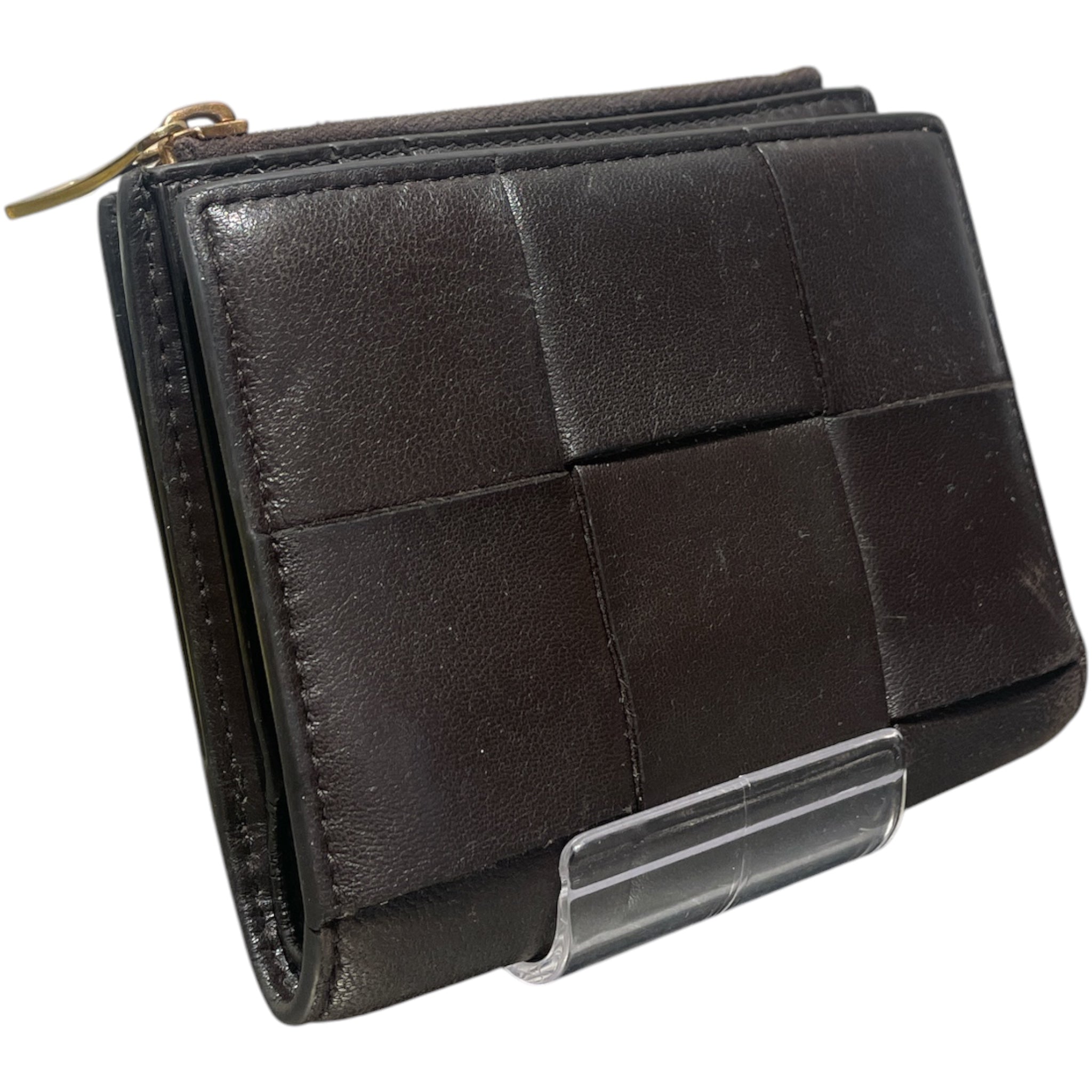 BOTTEGA VENETA/Bifold Wallet/Stripe/Leather/BRW/L's/cassette zip view 1