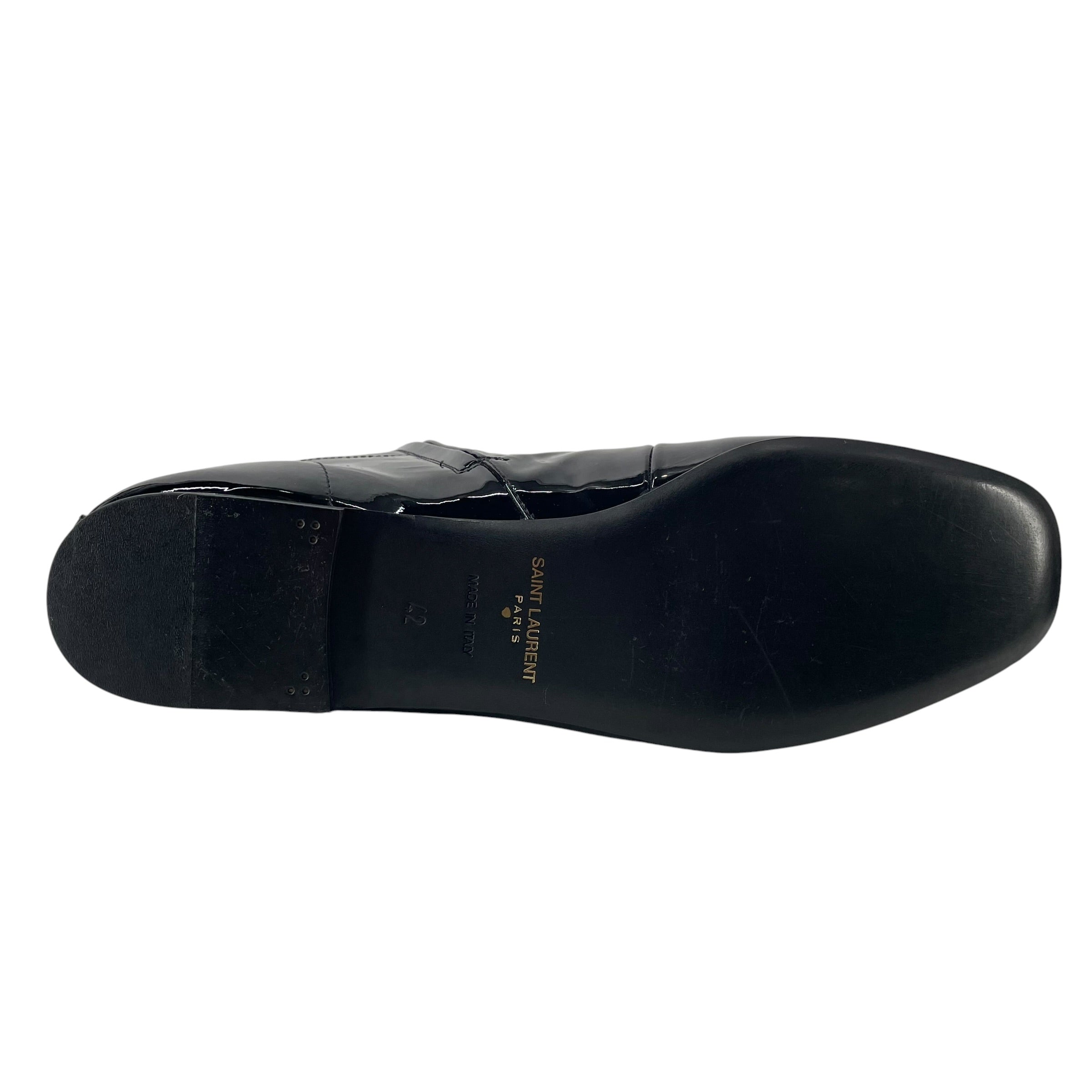 SAINT LAURENT/Dress Shoes/EU 42/Leather/BLK/713752 PATENT FLAT SOLE HI TOP view 5