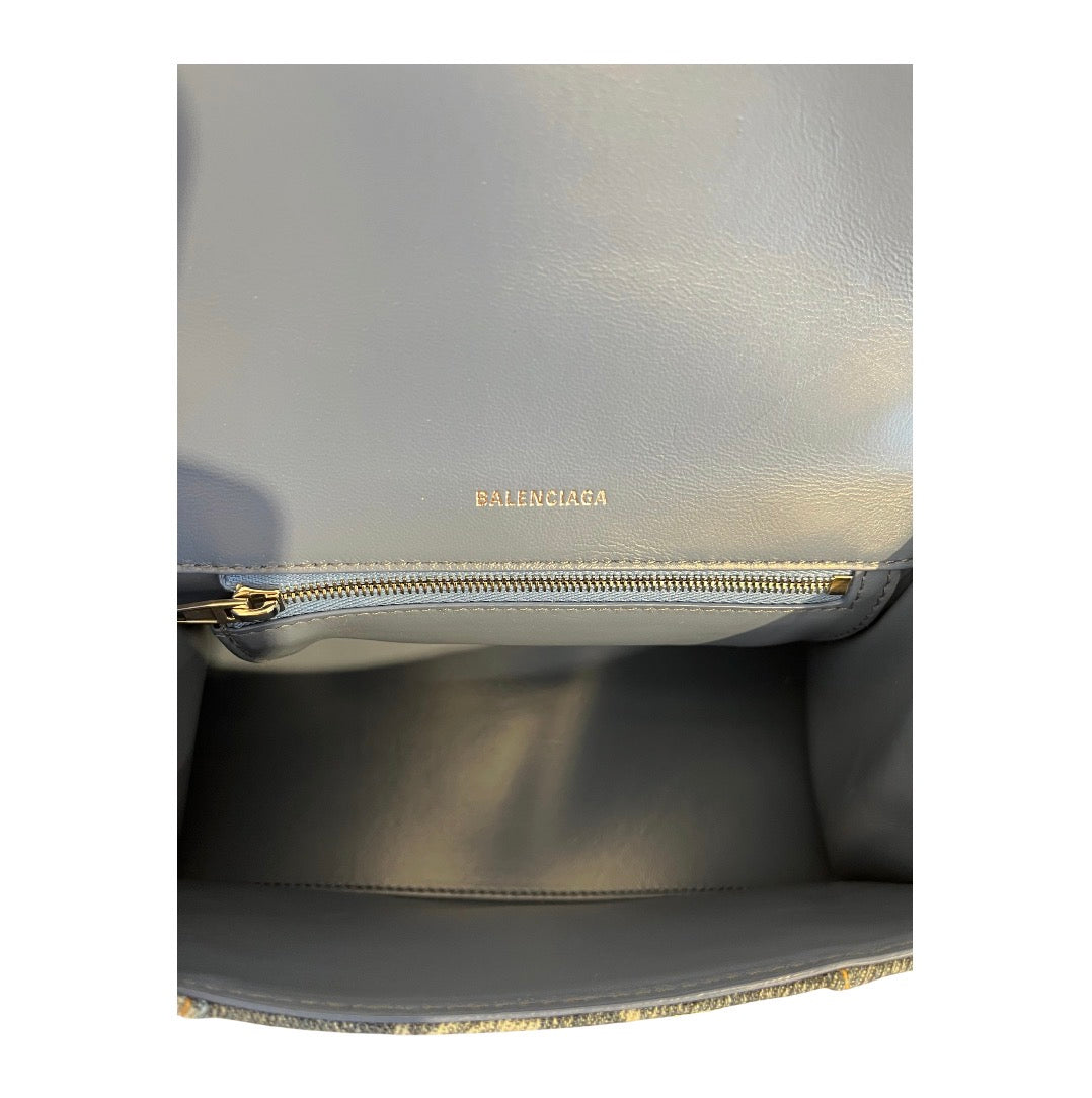 BALENCIAGA/Hand Bag/Monogram/Denim/IDG/HOURGLASS BLEACHED DENIM MINI view 4