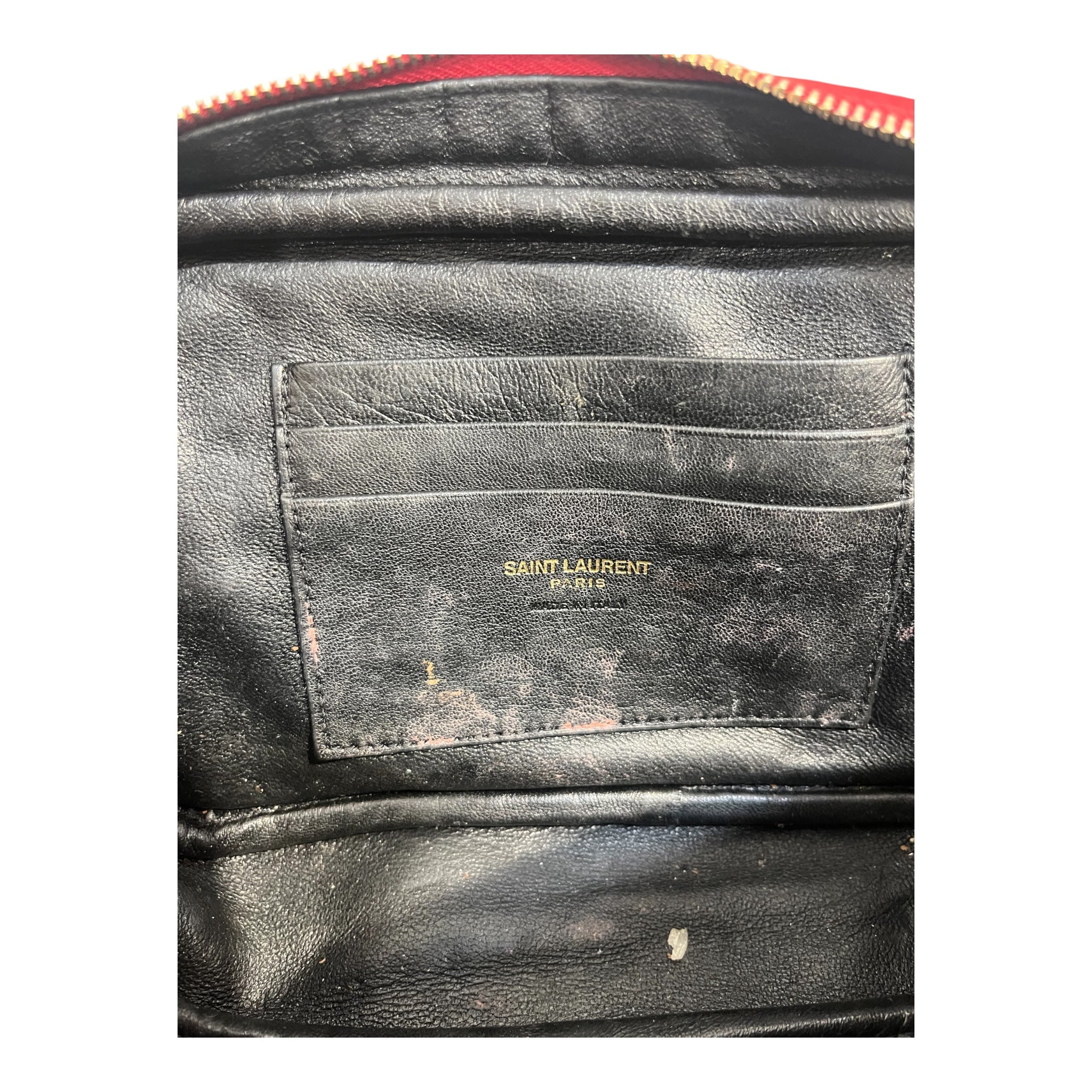 SAINT LAURENT/Cross Body Bag/Leather/RED/MINI LOU CAMERA-QUILTED-PEBBLE view 4