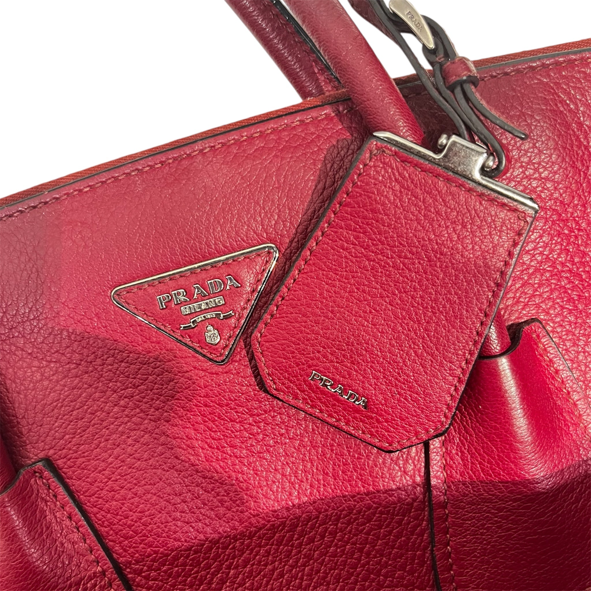 PRADA/Tote Bag/Leather/RED/Calf Leather 2 Way Tote view 6