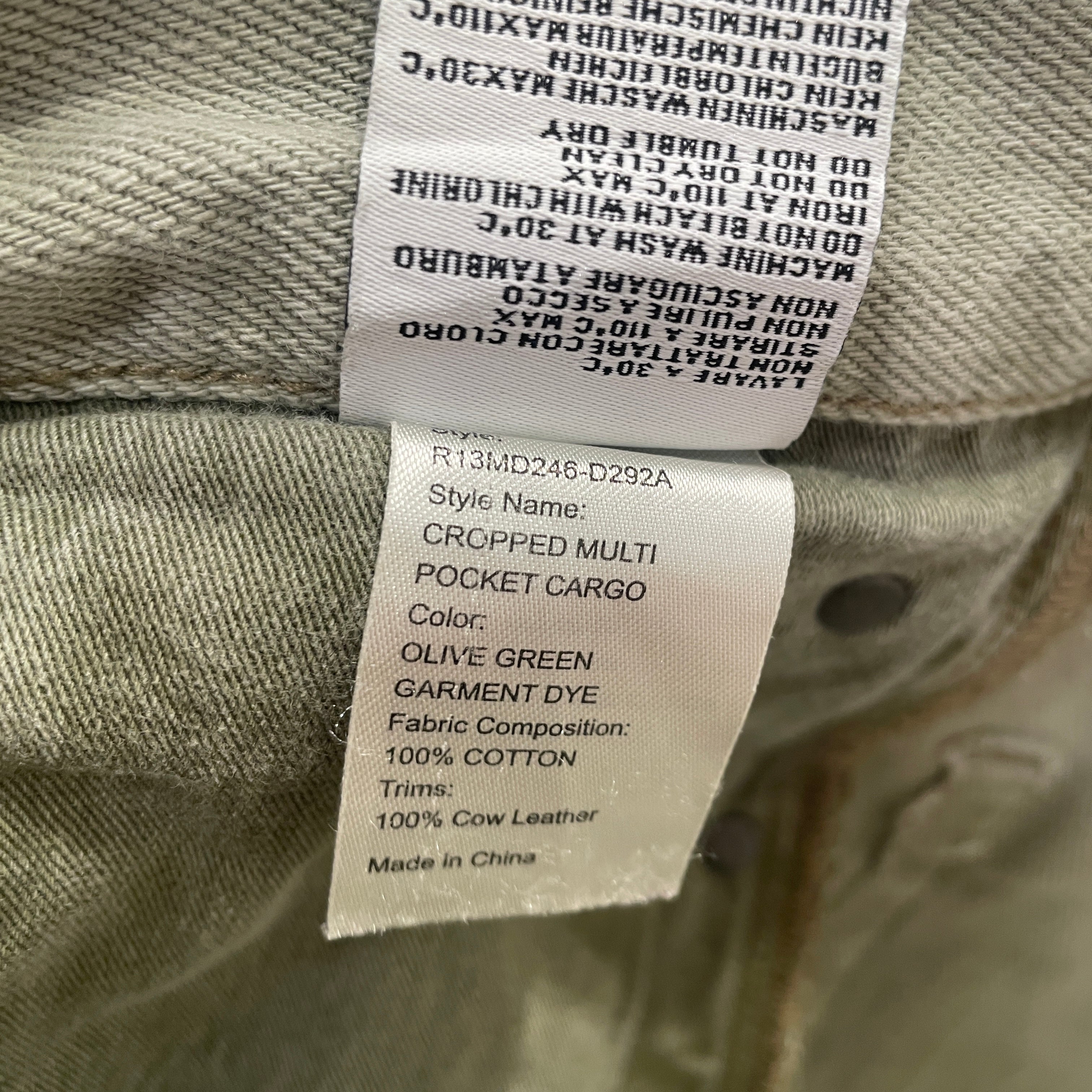 R13/Cargo Pants/36/Cotton/GRN/PALE GREEN CROPPED CARGO view 4