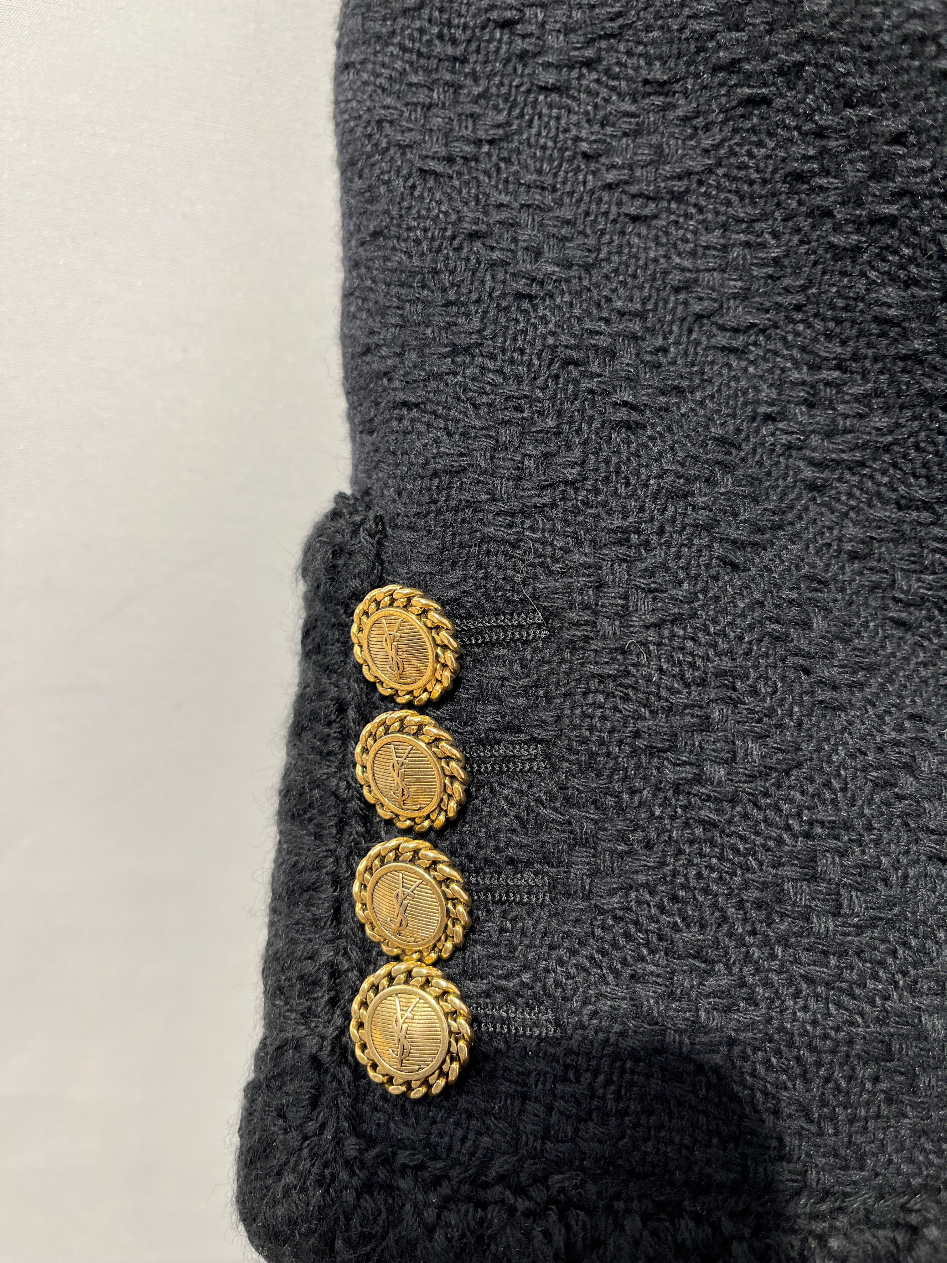 YVES SAINT LAURENT/Blouson/36/Wool/BLK/SHORT TWEED DIAMNT JCKT view 5