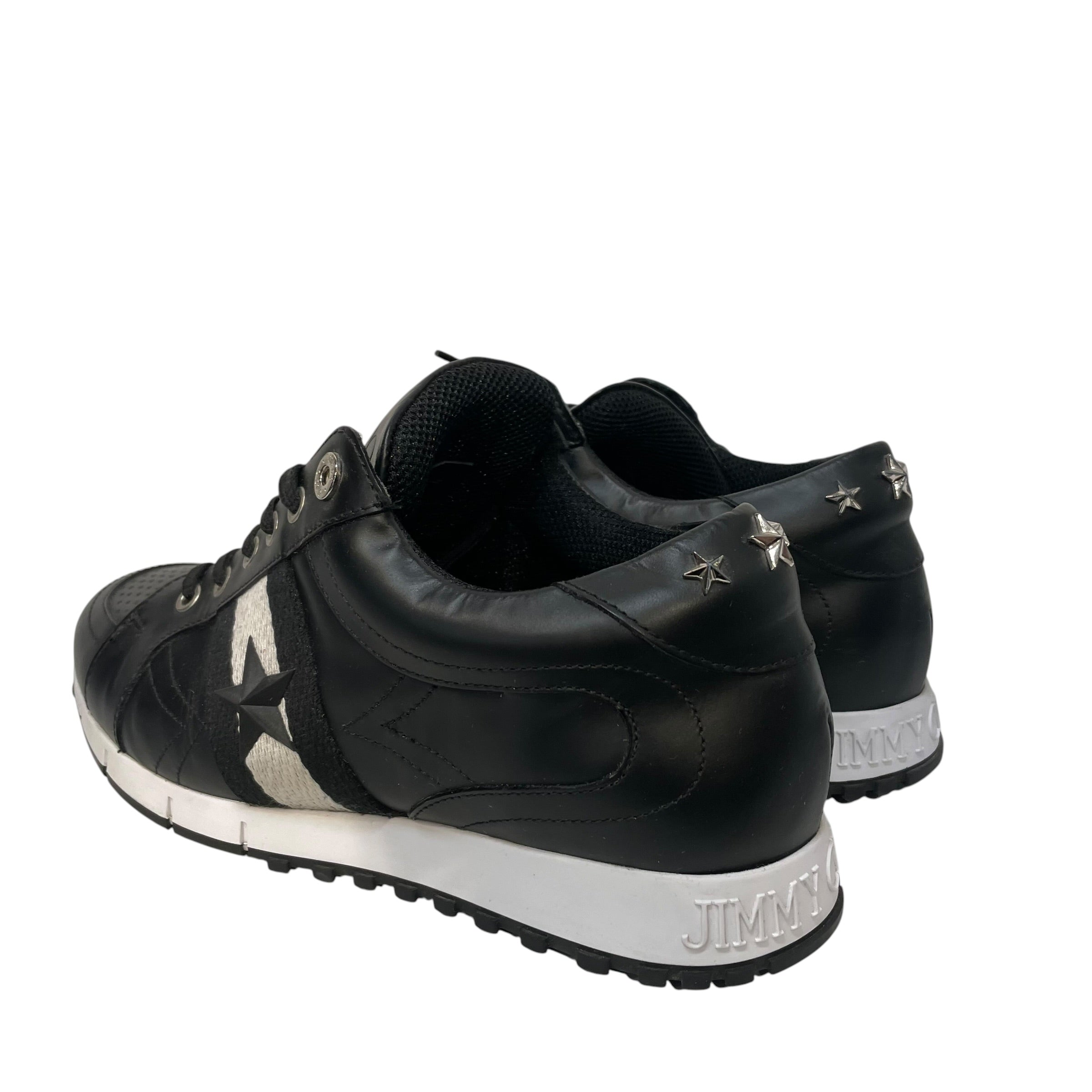 JIMMY CHOO/Low-Sneakers/US 8/Stripe/Leather/BLK/star studs sneakers view 2