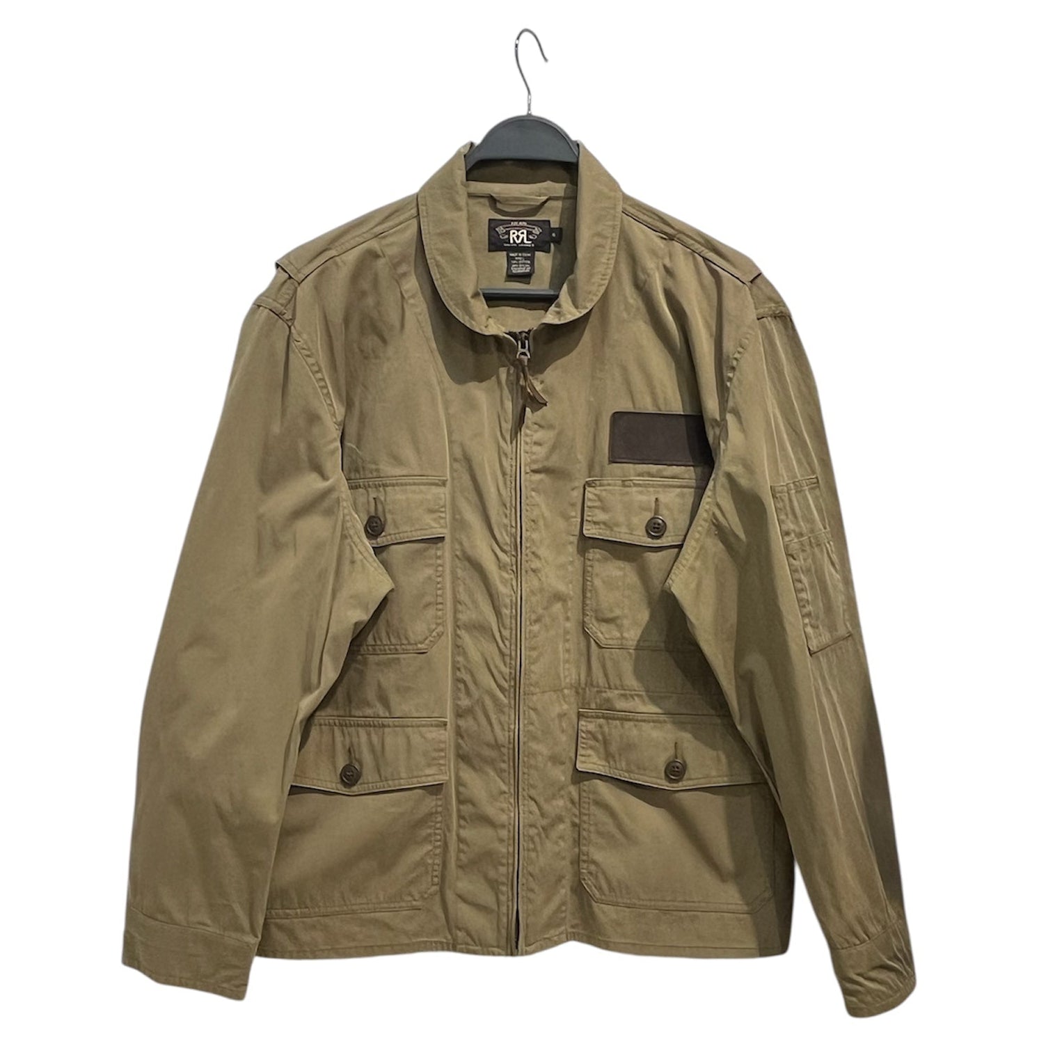 RRL/Jacket/XL/Cotton/GRN/leather patch front zip up view 1