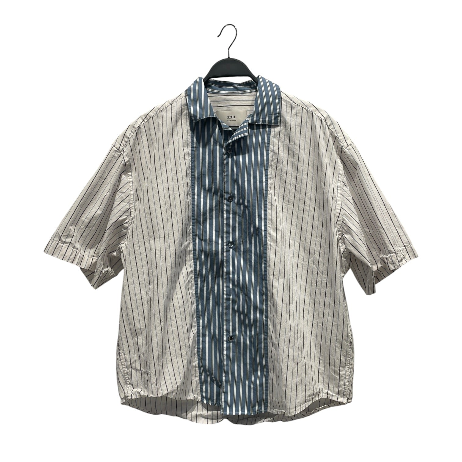 ami alexandre mattiussi/Polo Shirt/S/Cotton/WHT/Stripe/Camp Collar Contrast Shirt view 1