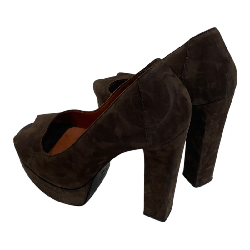 LANVIN/Heels/EU 37.5/Suede/BRW/PEEP TOE HEELS