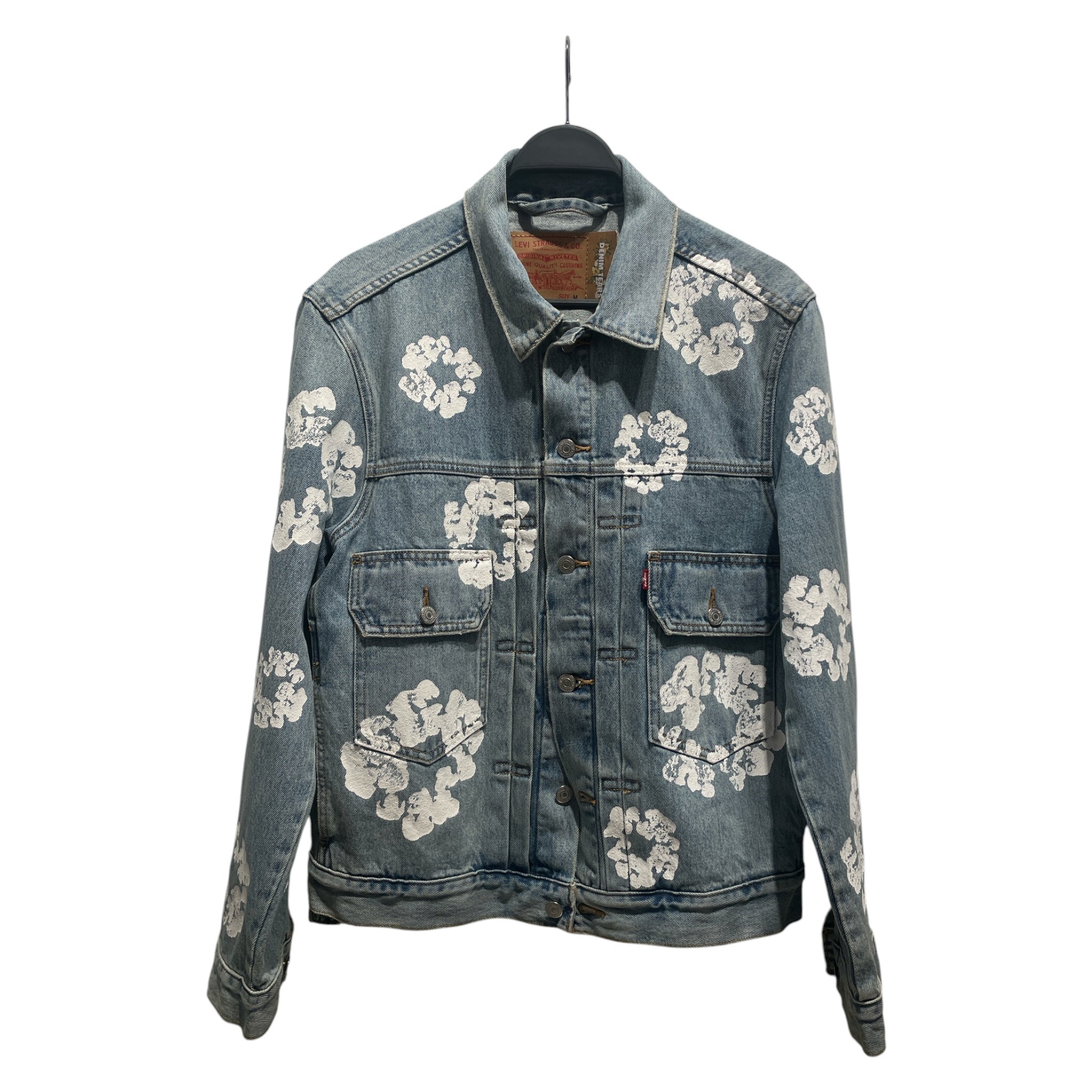 DENIM TEARS/Levi's/Denim Jkt/M/Denim/BLU/All Over Print/Cotton Wreath Trucker Jkt