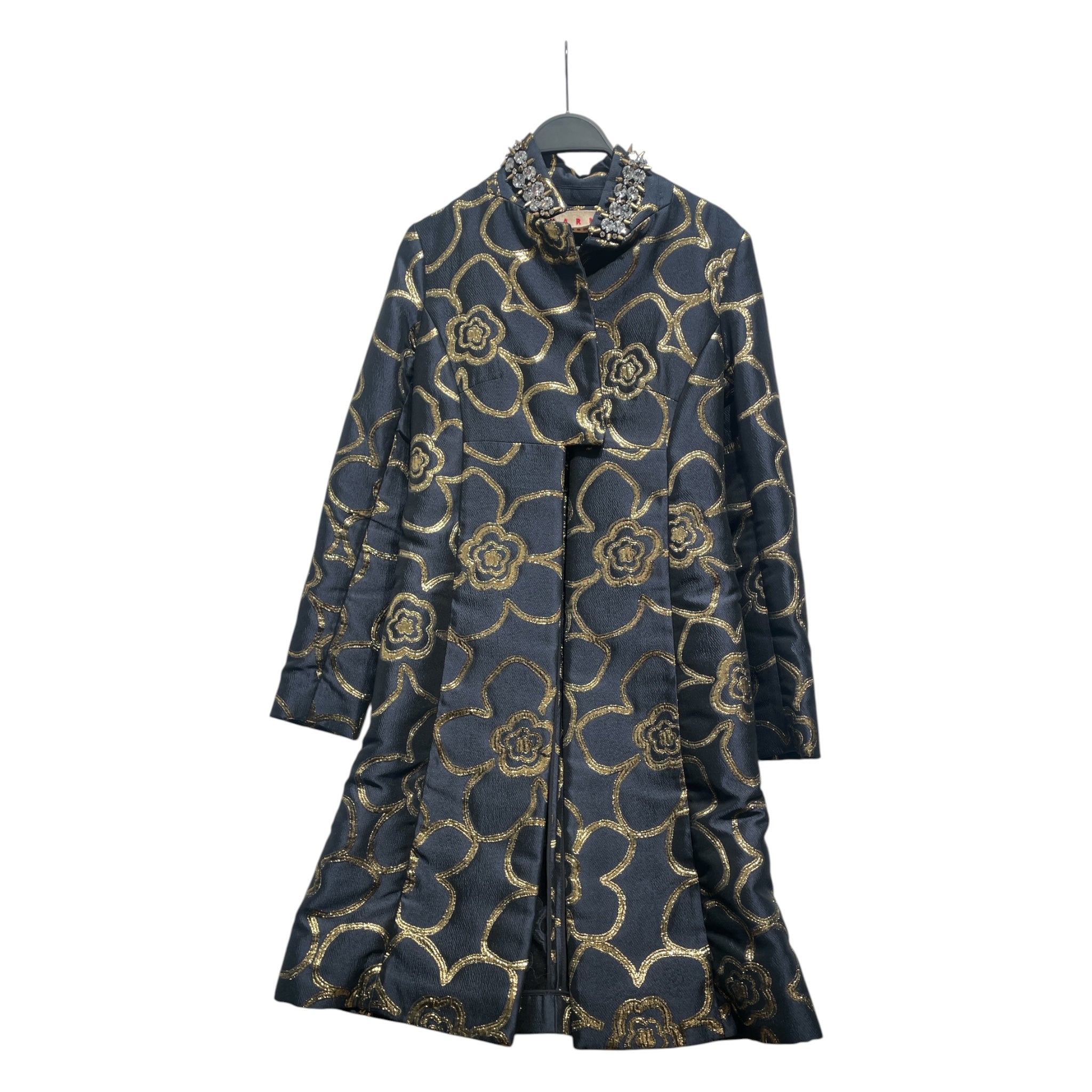 MARNI/Coat/38/Floral Pattern/NVY/metallic jacquard embellished view 1