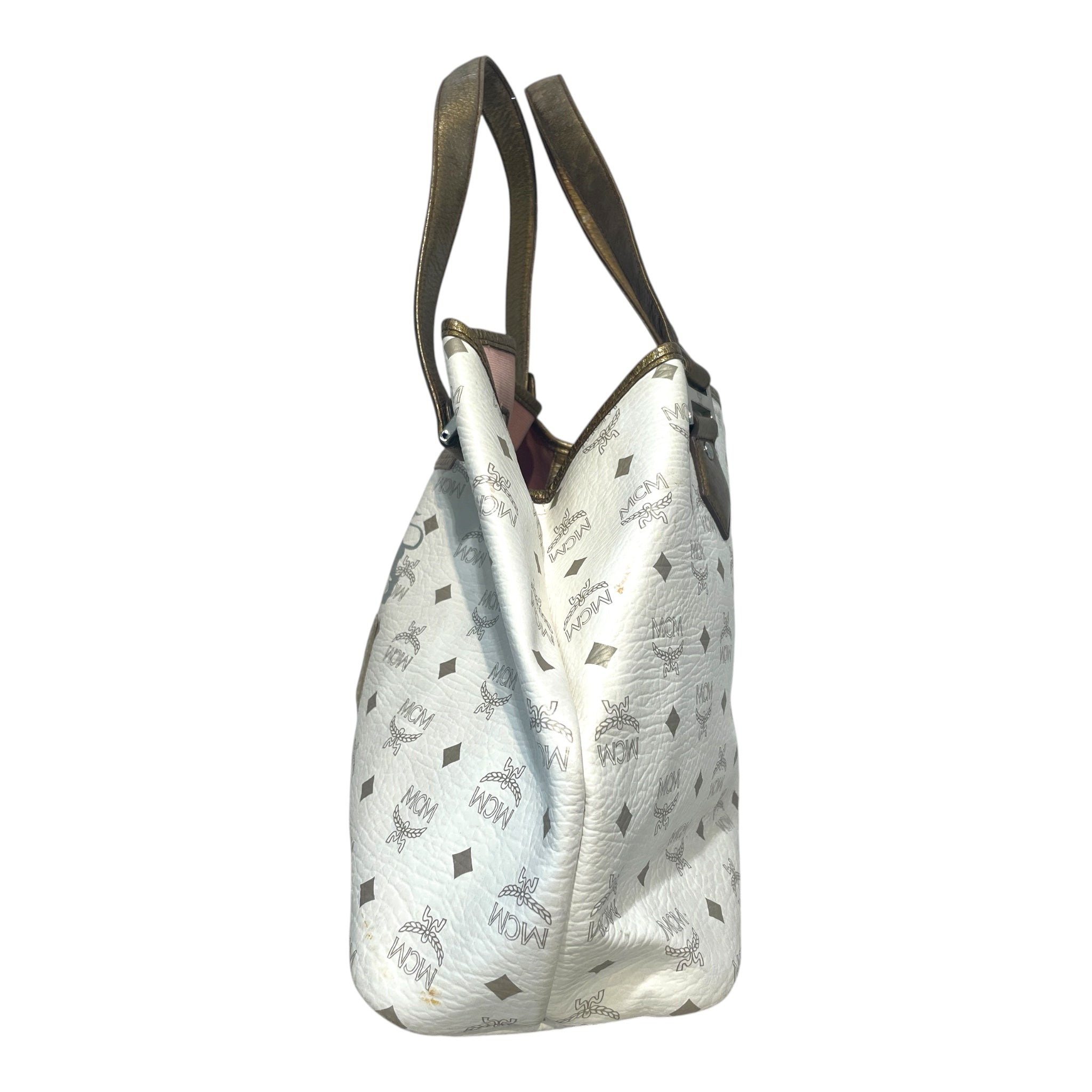 MCM/Tote Bag/Monogram/Leather/WHT/Lion Mongoram Tote view 3