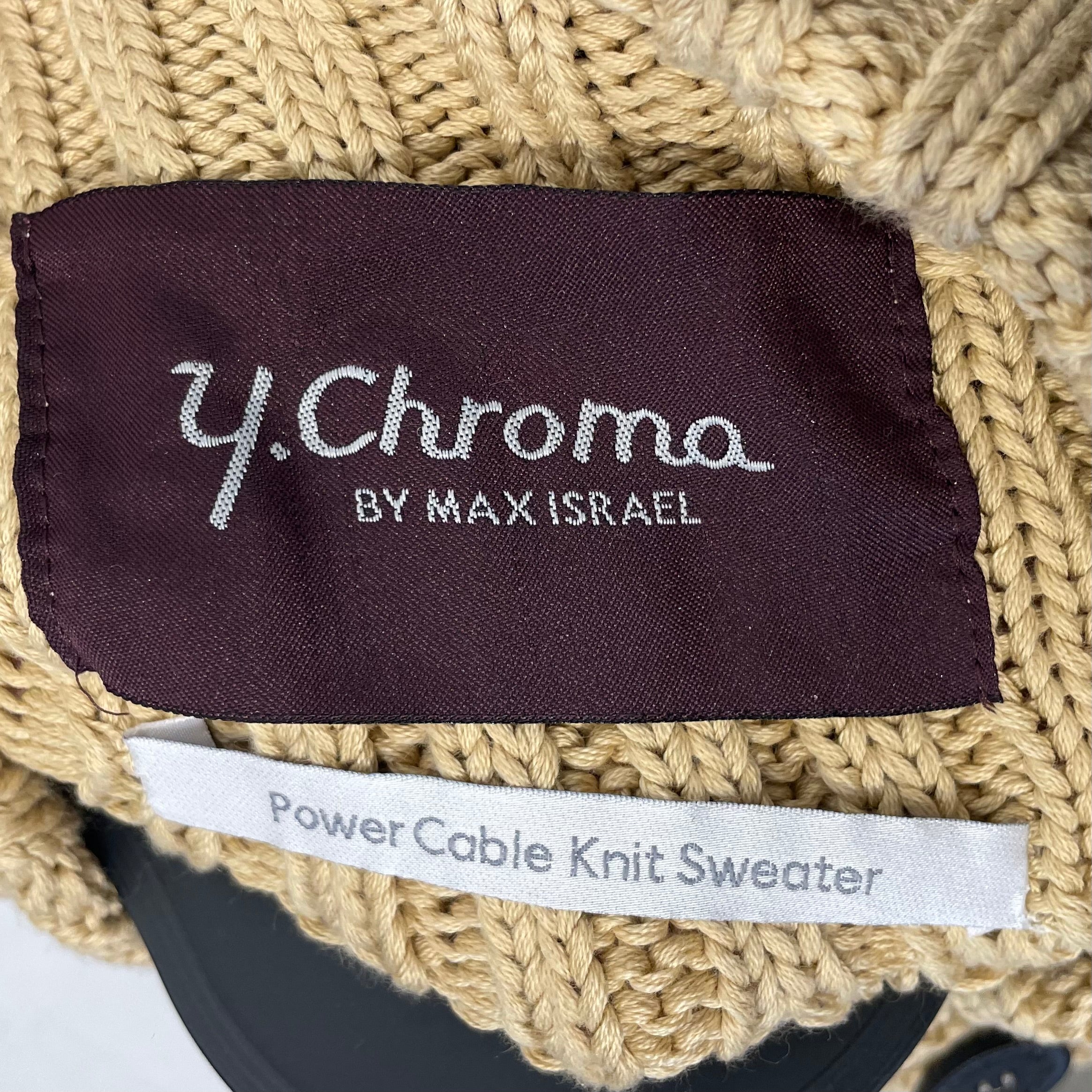 Y. CHROMA/Cardigan/M/Cotton/CML/POWER CABLE KNIT SWEATER view 3