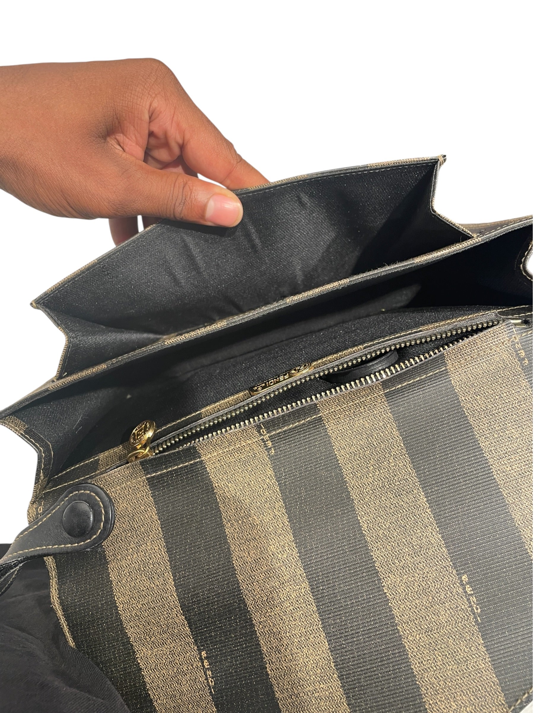 FENDI/Clutch Bag/Stripe/Leather/MLT/Pequin Stripe Wristlet Clutch view 3