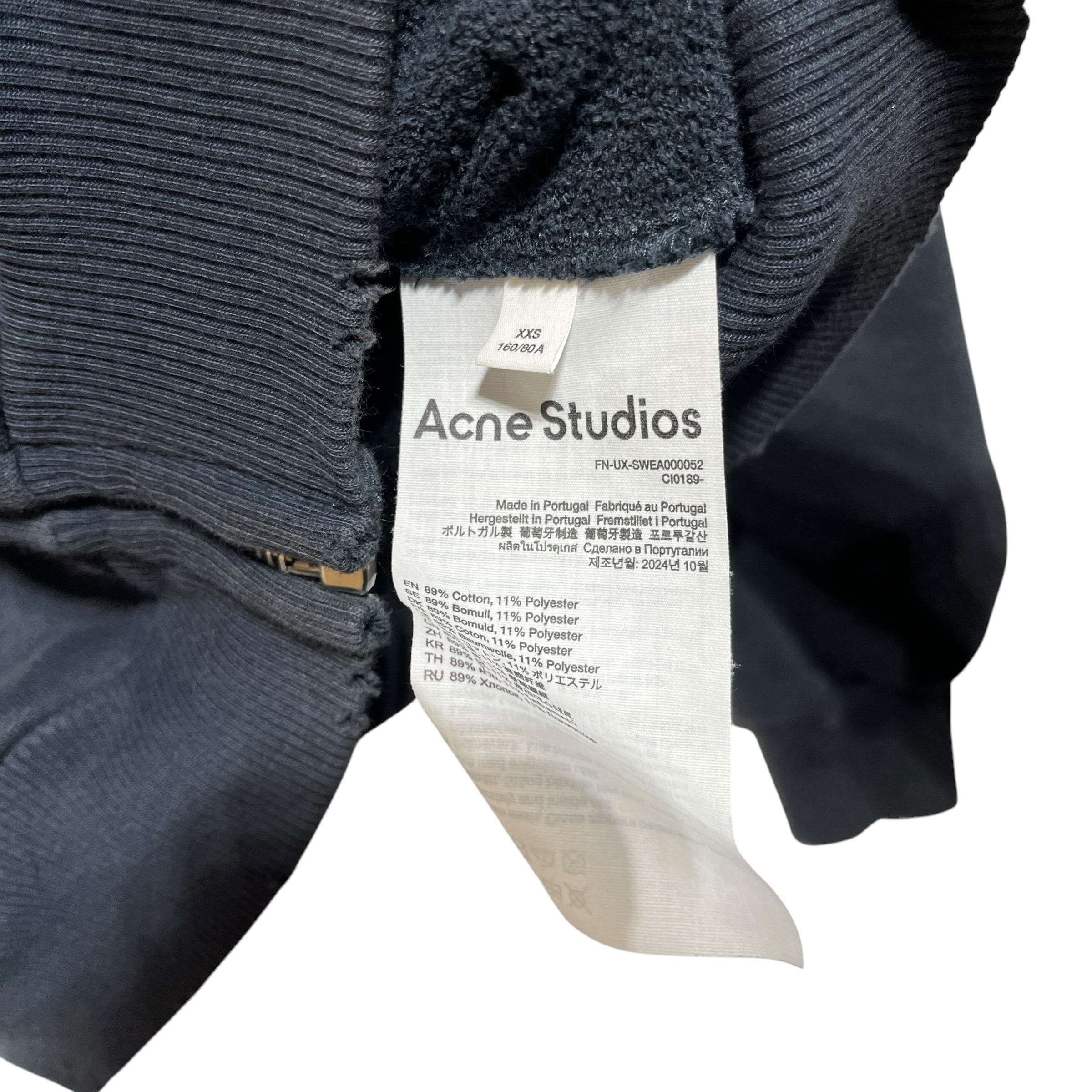 Acne Studios/Sweatshirt/XXS/Cotton/BLK/zip up view 2