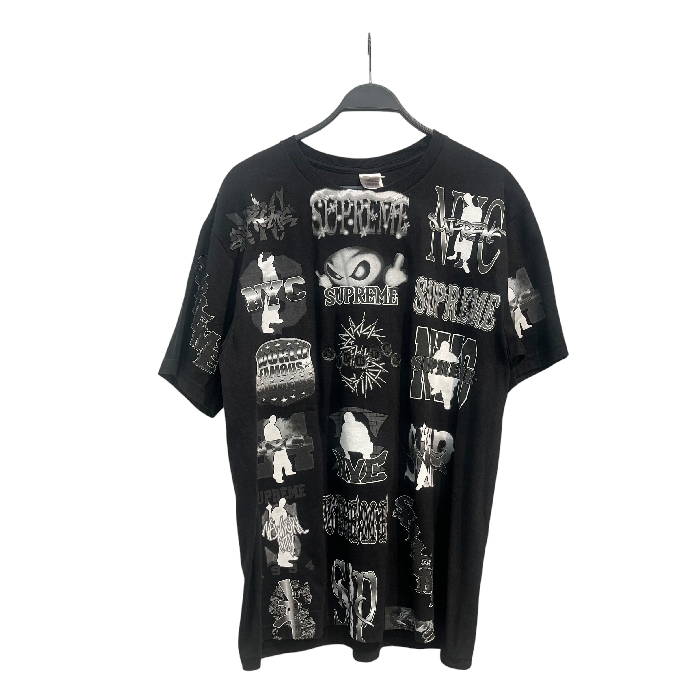 Supreme/T-Shirt/L/Cotton/BLK/All Over Print/GRAPHIC DESIGN ALL OVER view 1