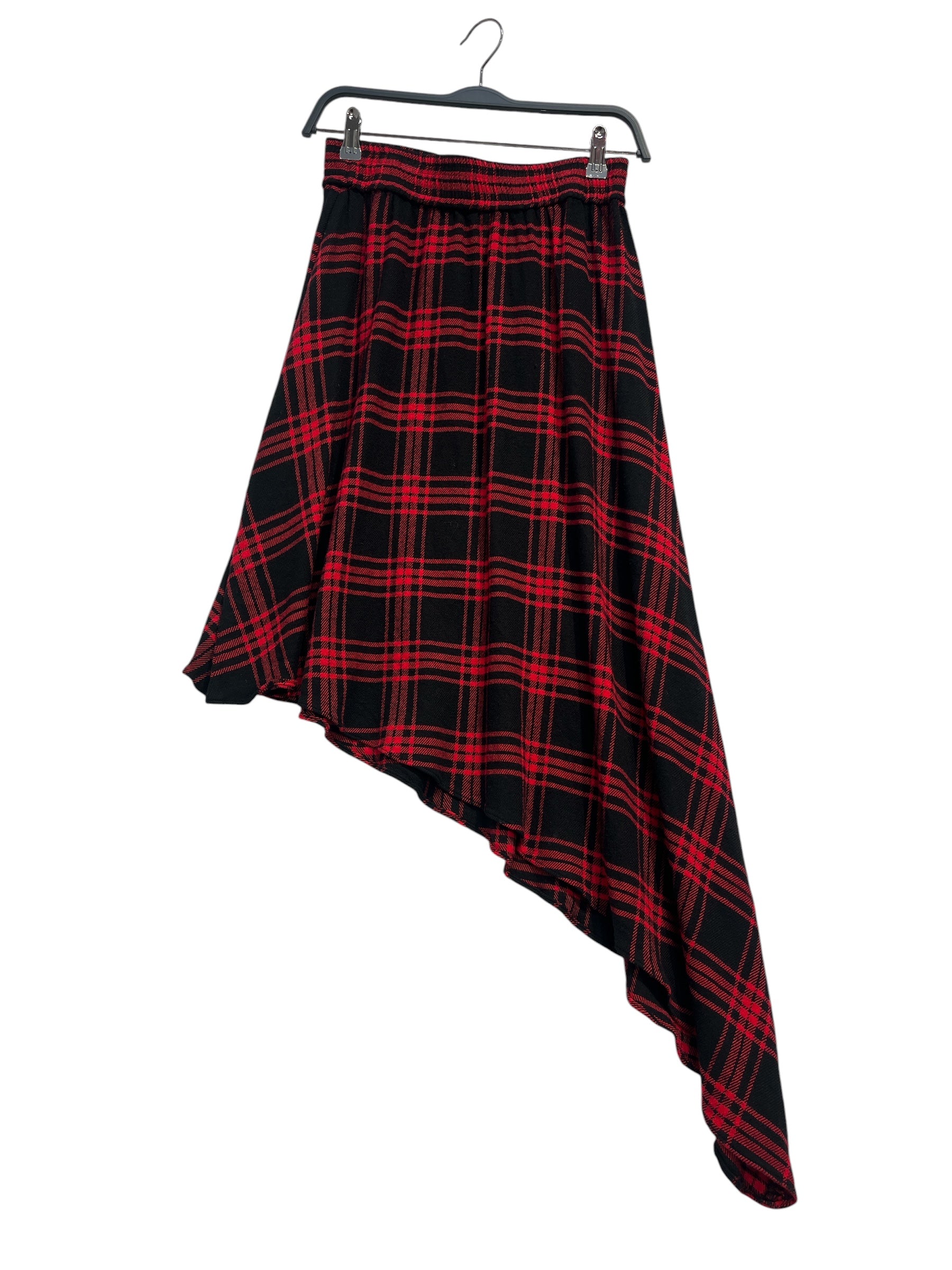 alice+olivia/Skirt/2/Plaid/Wool/RED/asymmetrical stretch waist view 2