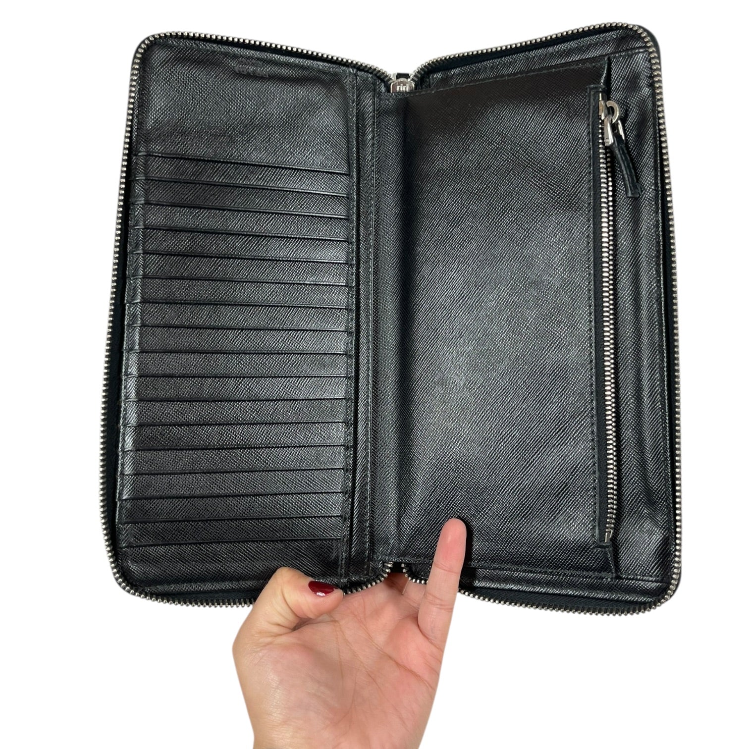 PRADA/Long Wallet/Leather/BLK/SAFFIANO WALLET view 4